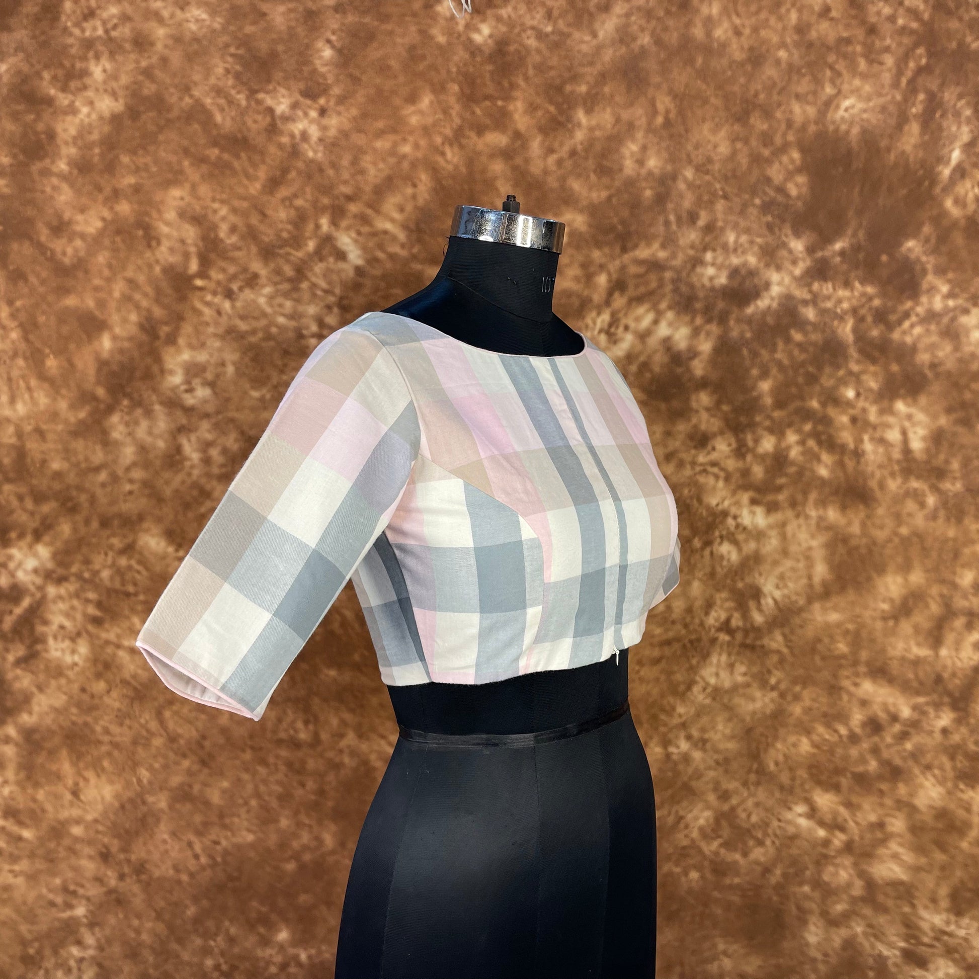 Neck Check Multi Color Coloured Cotton Ready to Wear Blouse - kapda Tailor 