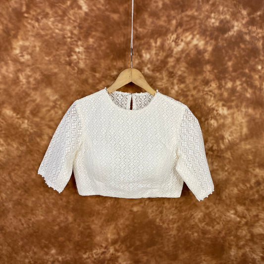 Radiant Glow Cream Coloured Cotton Less Ready to Wear Blouse - kapda Tailor 