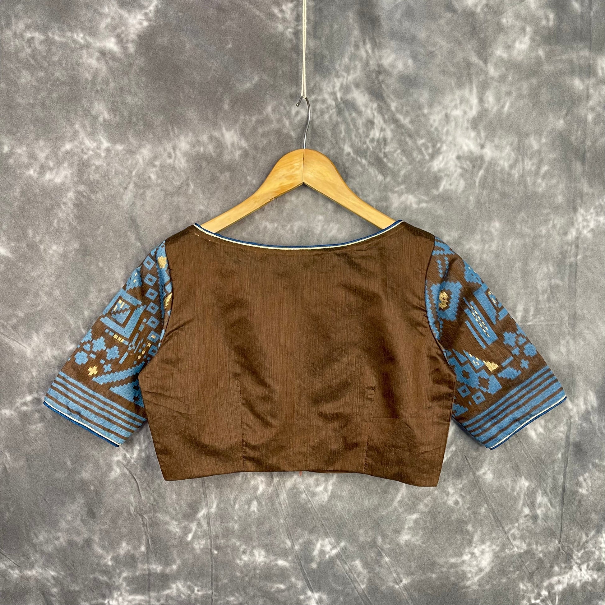 Divine Brown Brown Coloured Chanderi Cotton Weaving Pattern Ready to Wear Blouse - kapda Tailor 