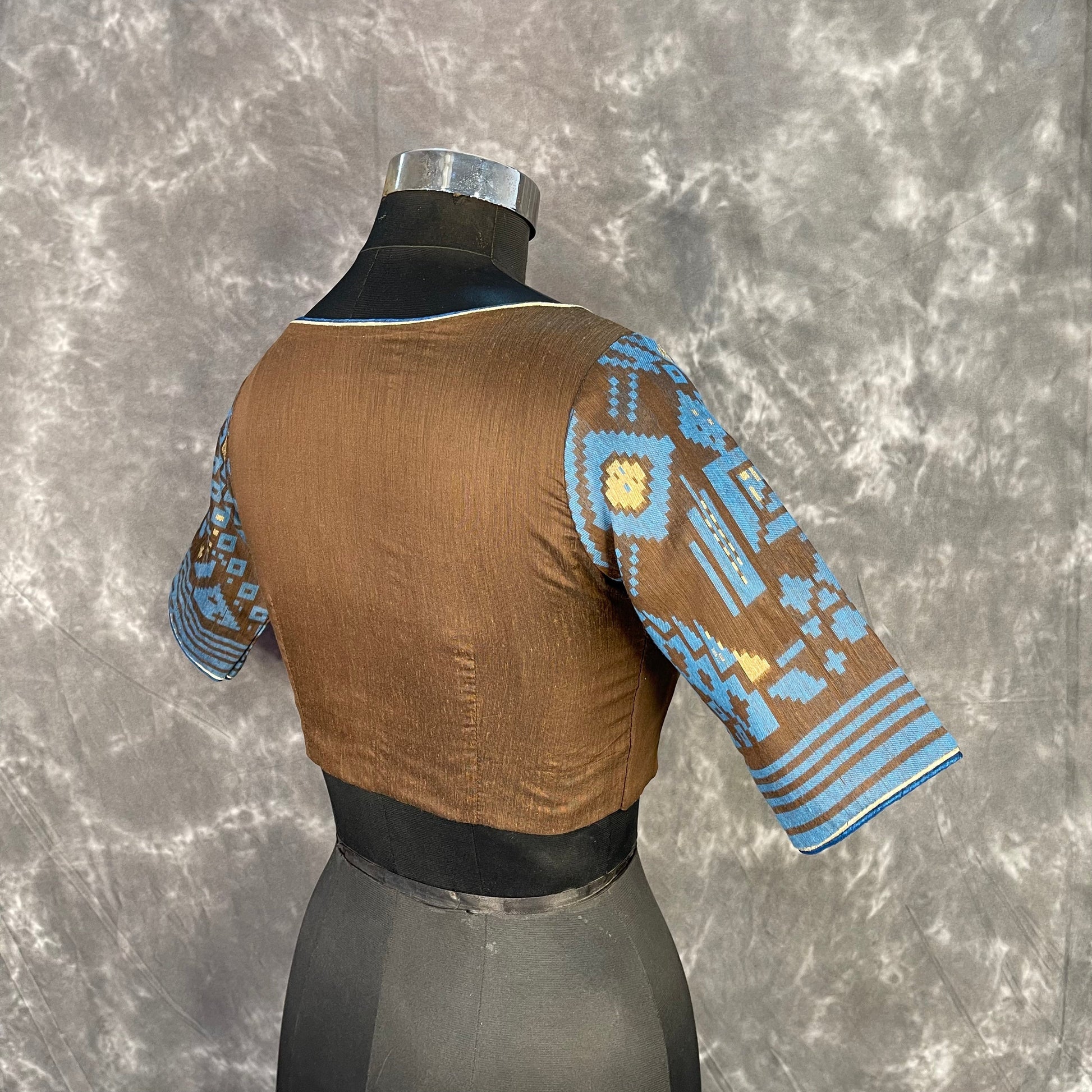 Divine Brown Brown Coloured Chanderi Cotton Weaving Pattern Ready to Wear Blouse - kapda Tailor 