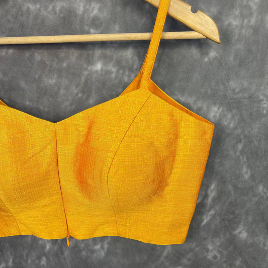 Majestic Yellow Yellow Coloured Silk Ready to Wear Blouse - kapda Tailor 