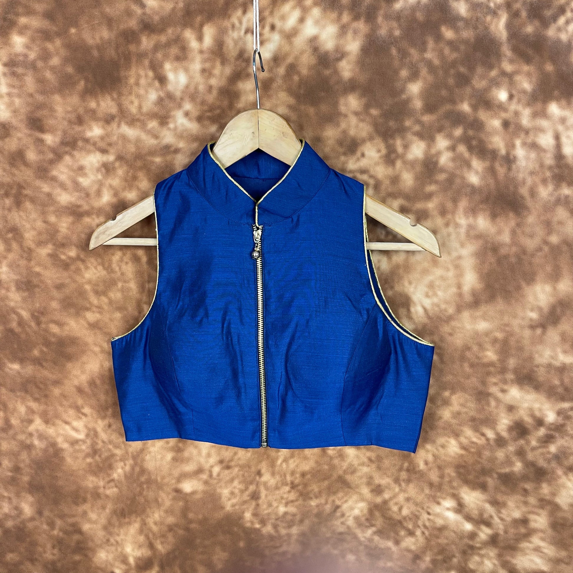 Cut Piece Fashion Royal Blue Coloured Silk Ready to Wear Blouse - kapda Tailor 