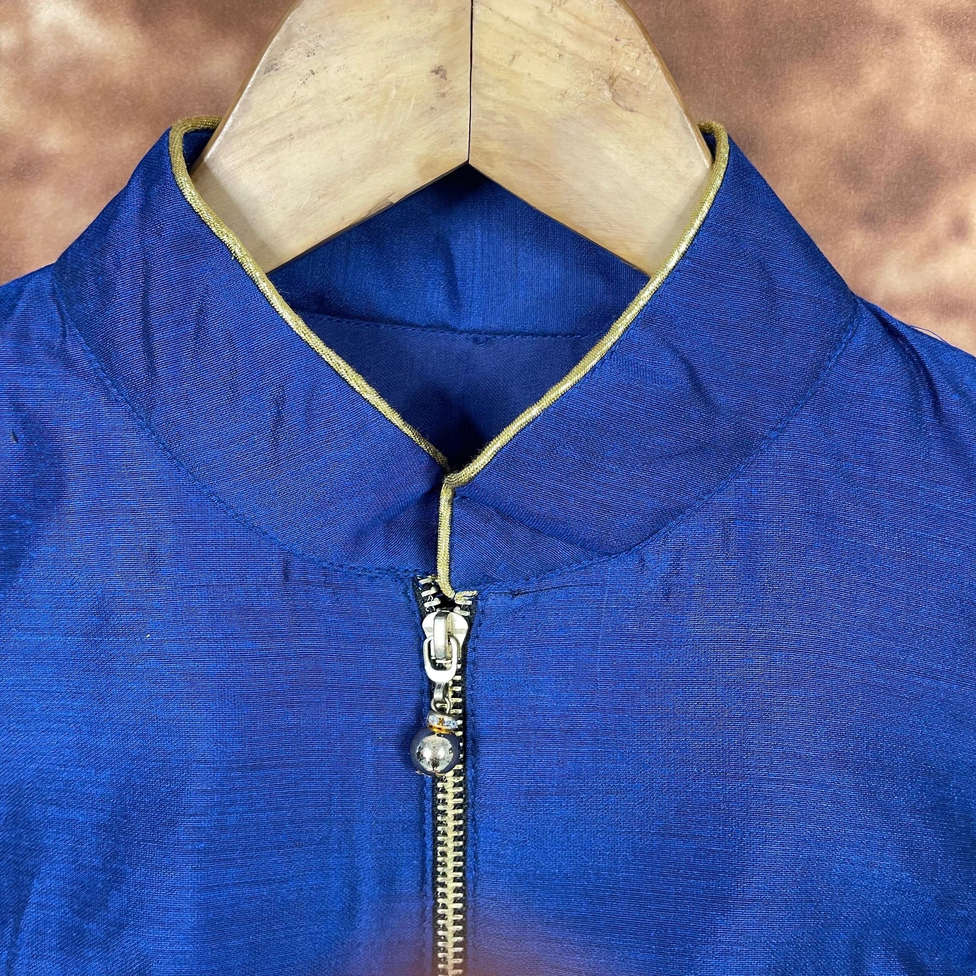 Cut Piece Fashion Royal Blue Coloured Silk Ready to Wear Blouse - kapda Tailor 