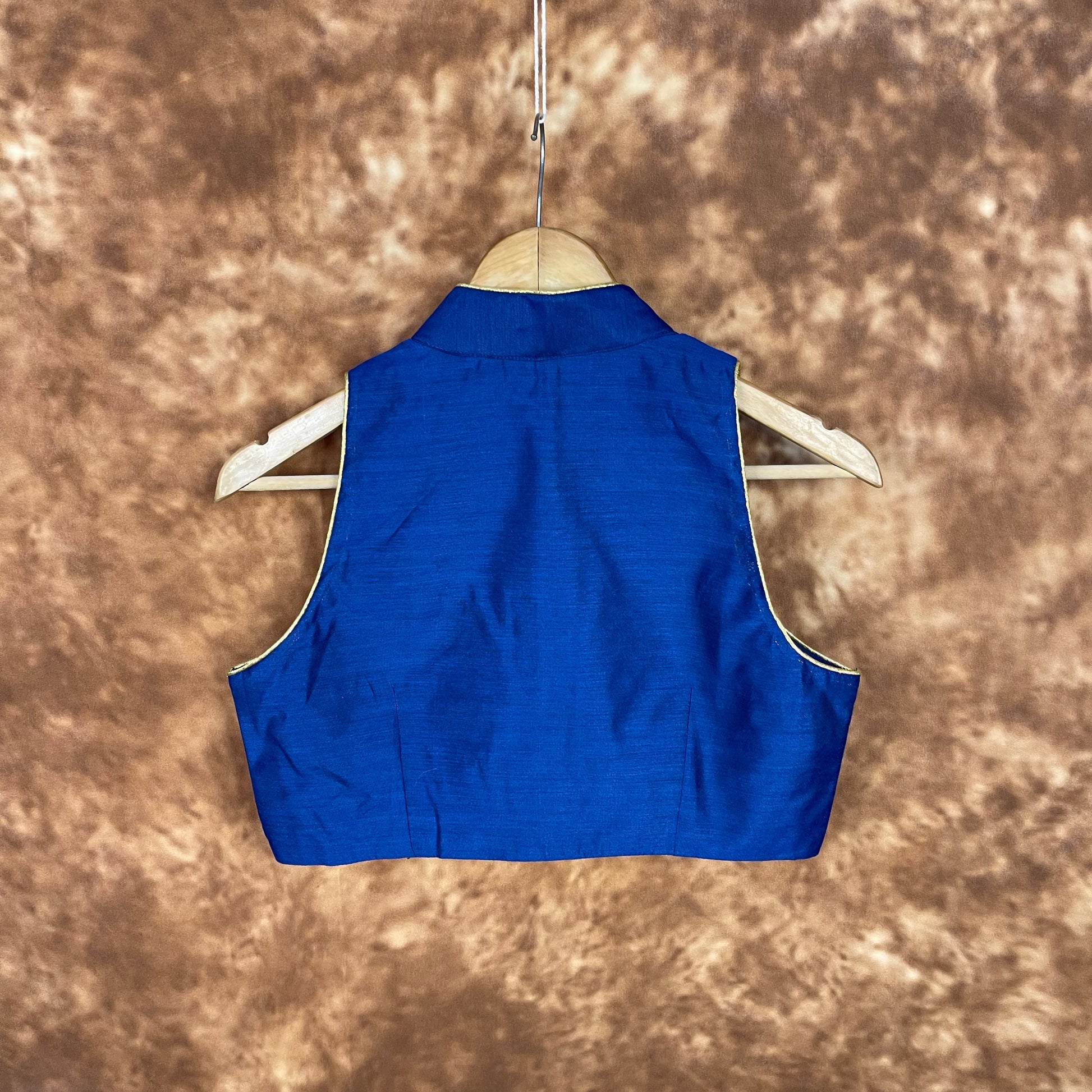 Cut Piece Fashion Royal Blue Coloured Silk Ready to Wear Blouse - kapda Tailor 