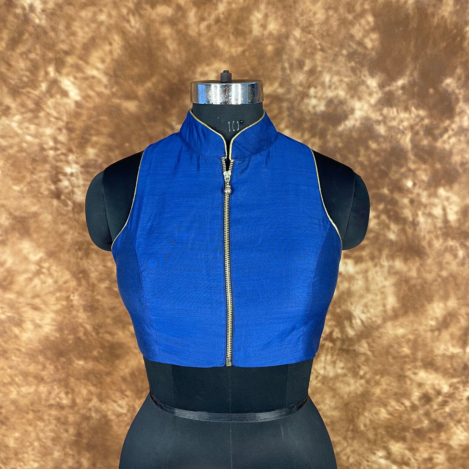 Cut Piece Fashion Royal Blue Coloured Silk Ready to Wear Blouse - kapda Tailor 