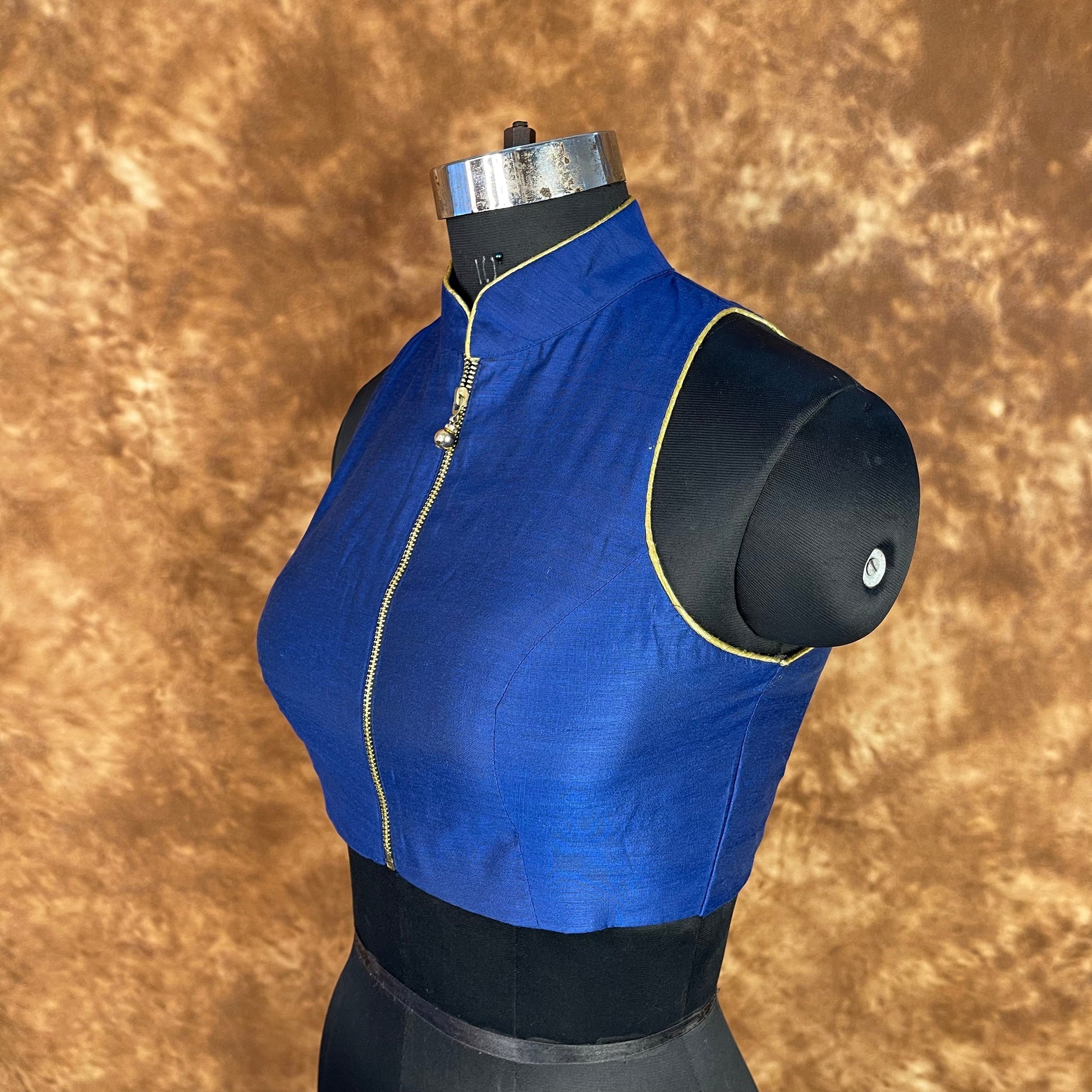 Cut Piece Fashion Royal Blue Coloured Silk Ready to Wear Blouse - kapda Tailor 