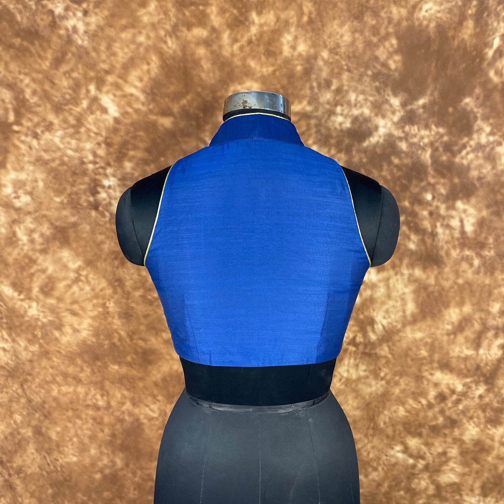 Cut Piece Fashion Royal Blue Coloured Silk Ready to Wear Blouse - kapda Tailor 