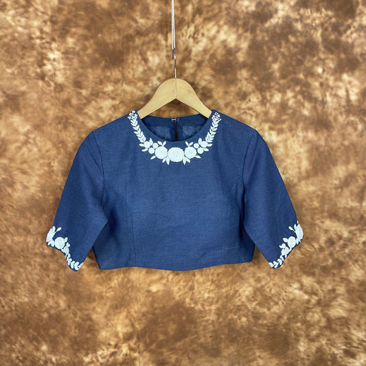 Jardosi Justajoo Blue Coloured Cotton Ready to Wear Blouse - kapda Tailor 