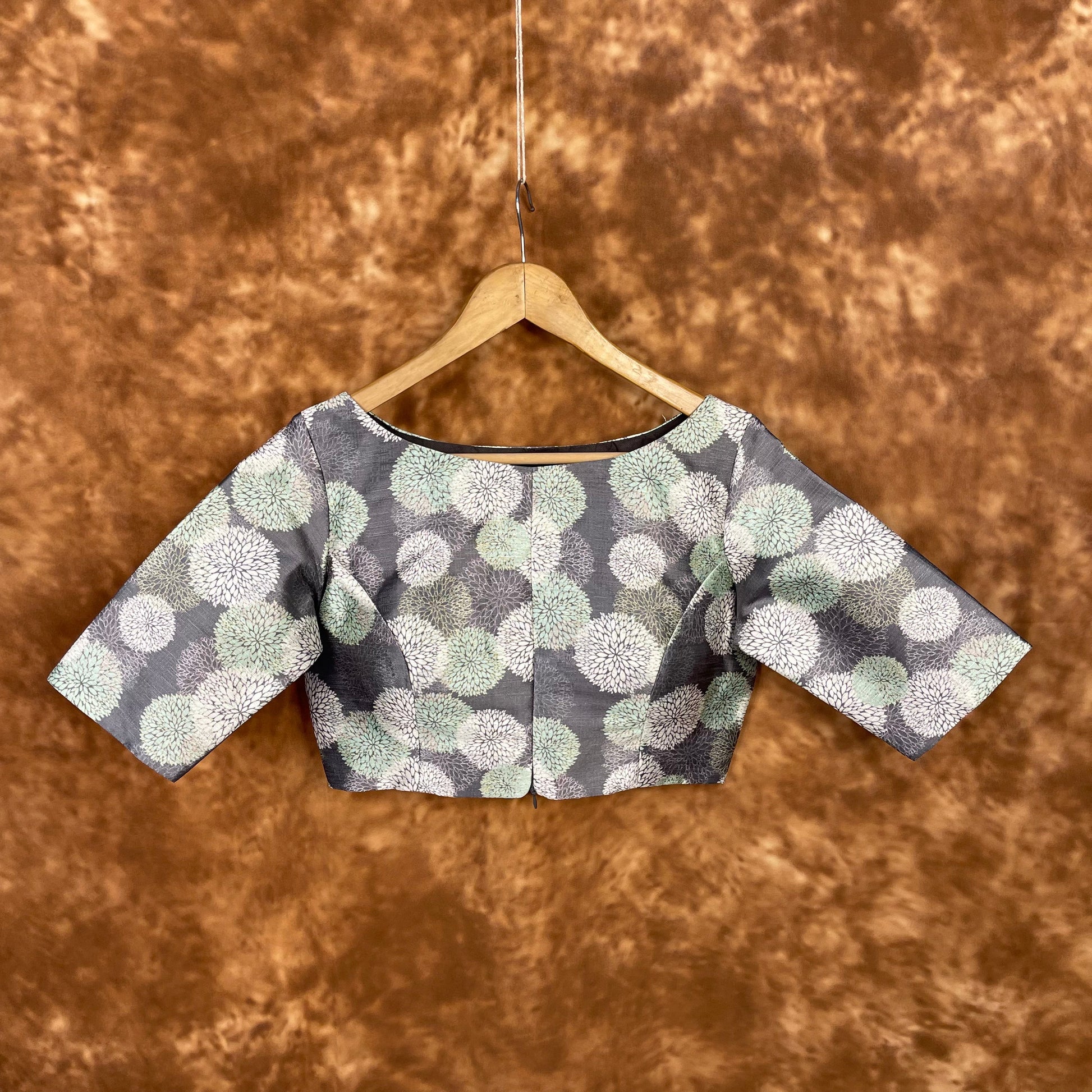 Festive Rush Grey Coloured Silk Ready to Wear Blouse - kapda Tailor 