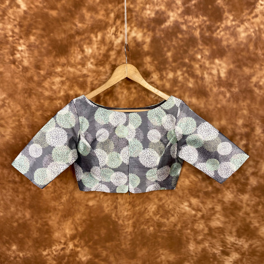 Festive Rush Grey Coloured Silk Ready to Wear Blouse - kapda Tailor 
