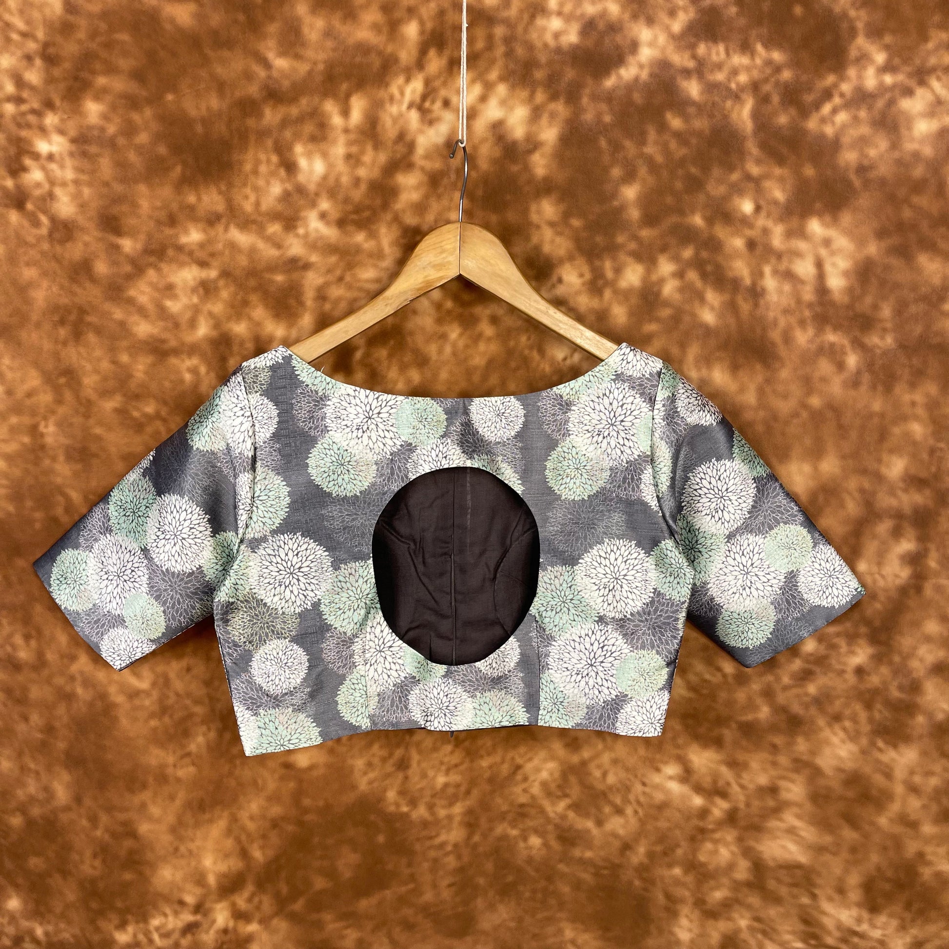 Festive Rush Grey Coloured Silk Ready to Wear Blouse - kapda Tailor 