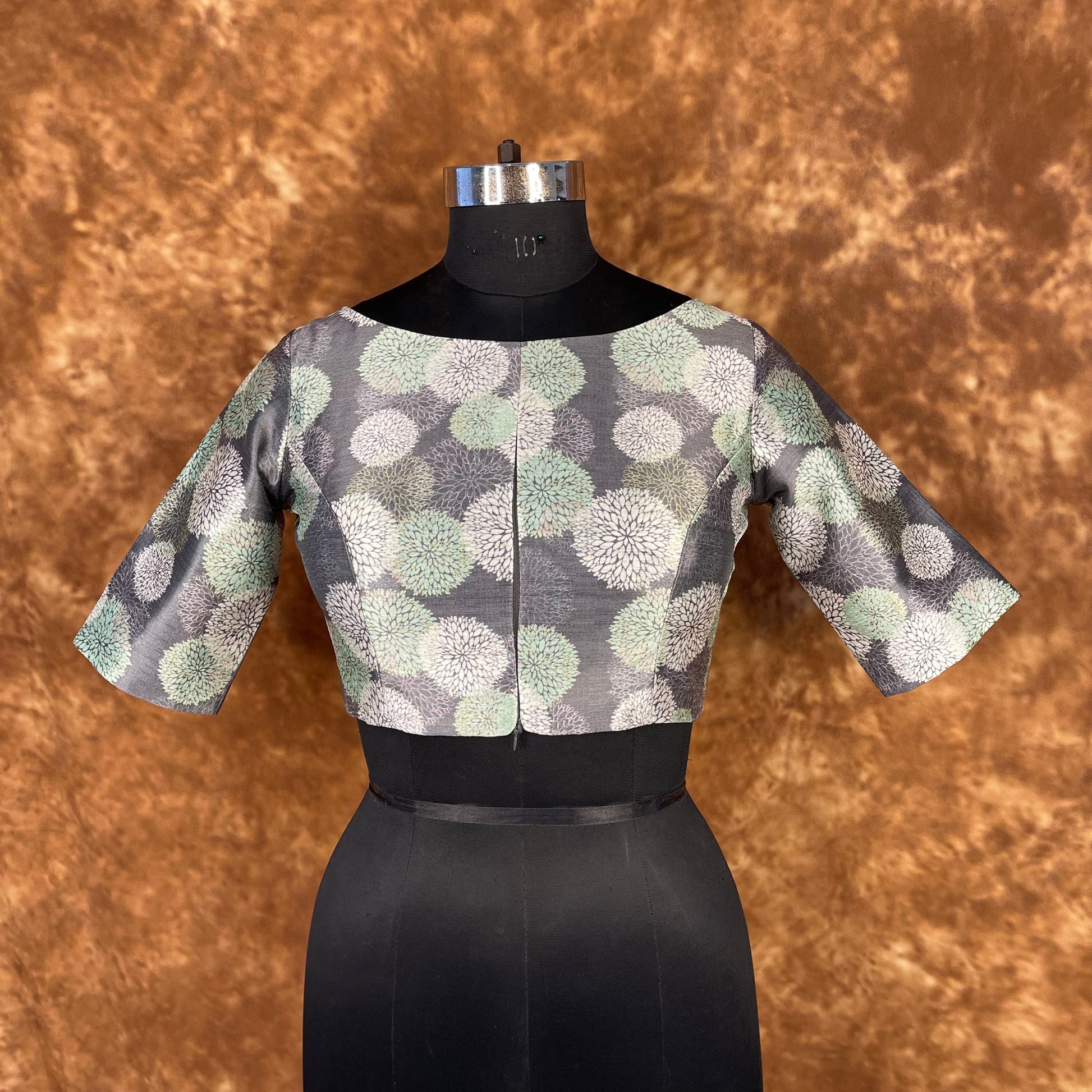 Festive Rush Grey Coloured Silk Ready to Wear Blouse - kapda Tailor 