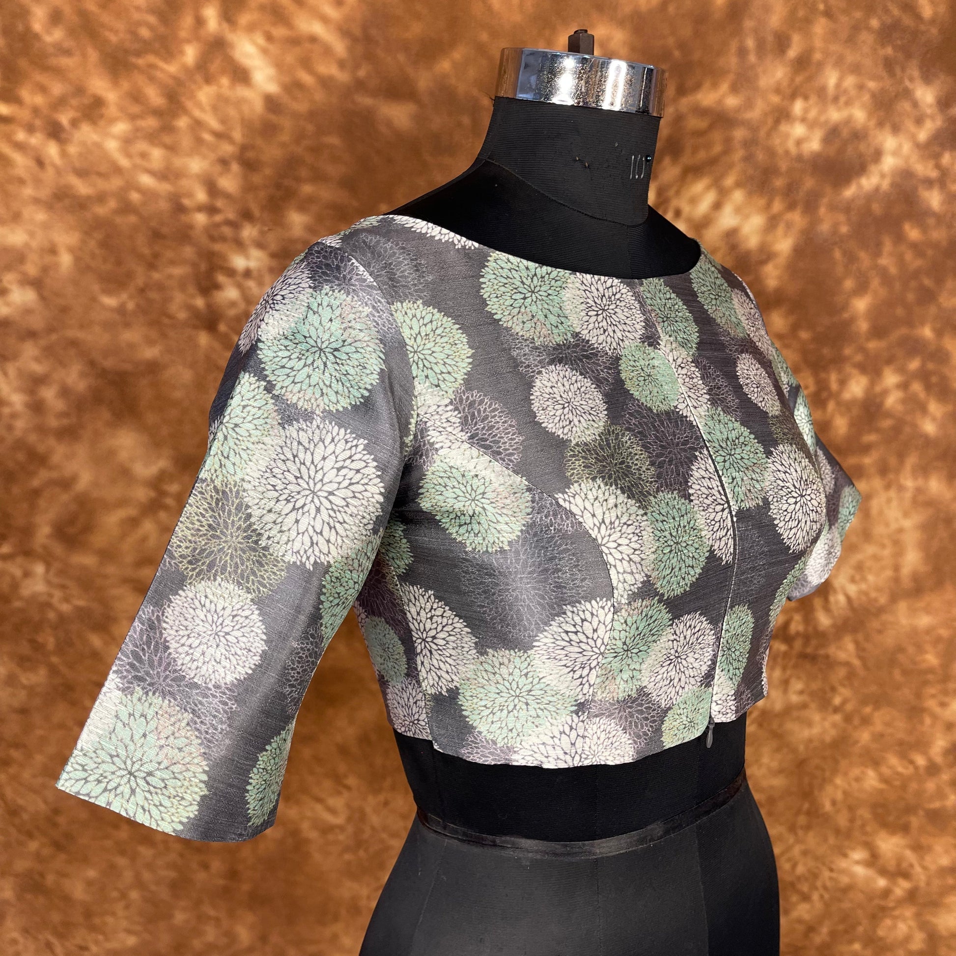 Festive Rush Grey Coloured Silk Ready to Wear Blouse - kapda Tailor 