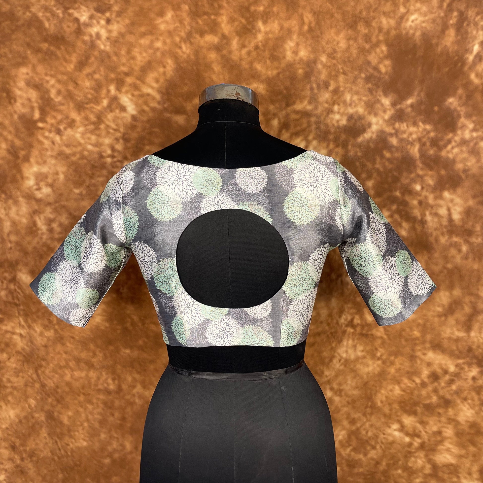 Festive Rush Grey Coloured Silk Ready to Wear Blouse - kapda Tailor 