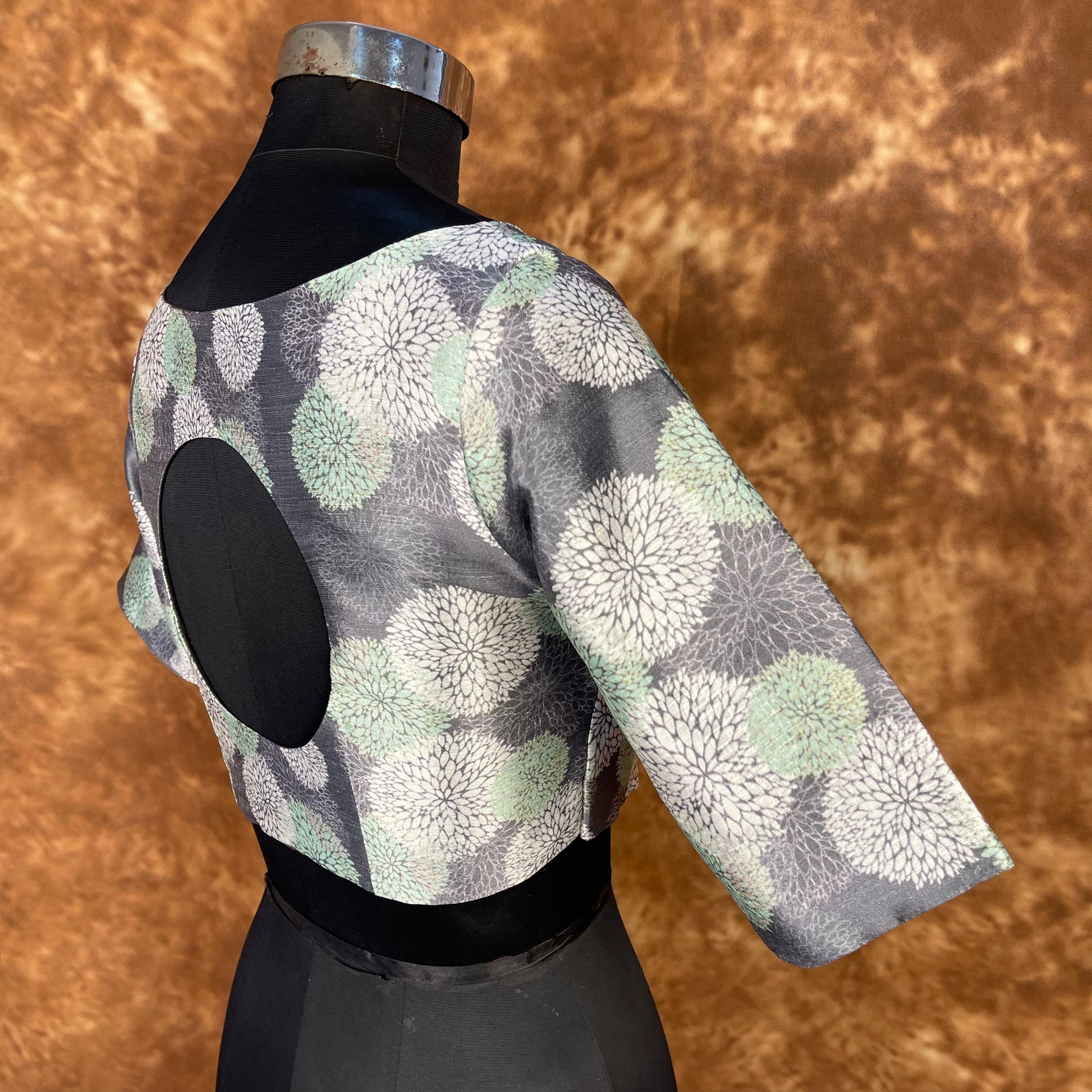 Festive Rush Grey Coloured Silk Ready to Wear Blouse - kapda Tailor 