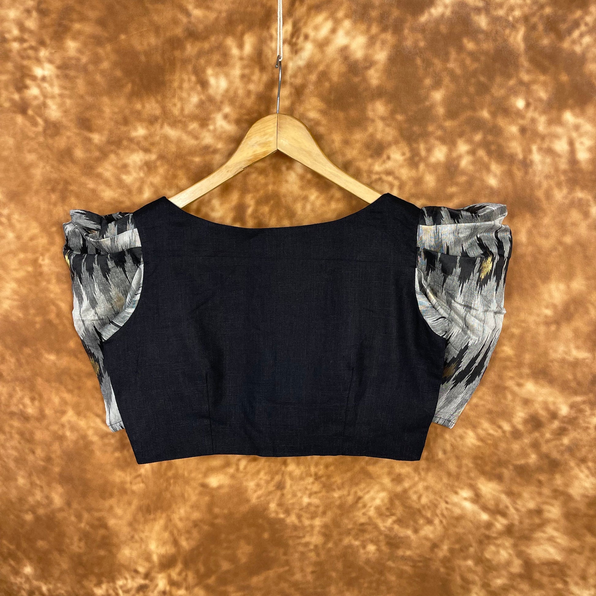 Aurora Black Black Coloured Cotton / Chanderi Ready to Wear Blouse - kapda Tailor 