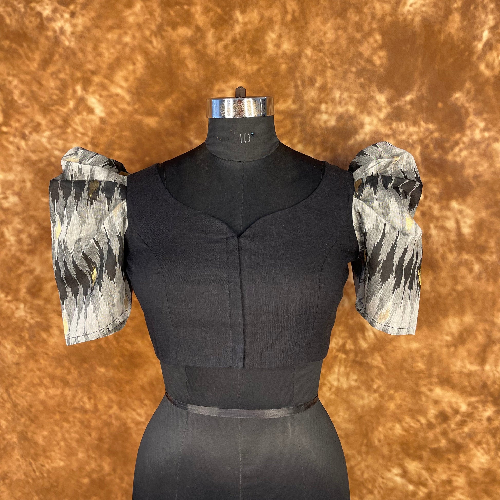 Aurora Black Black Coloured Cotton / Chanderi Ready to Wear Blouse - kapda Tailor 