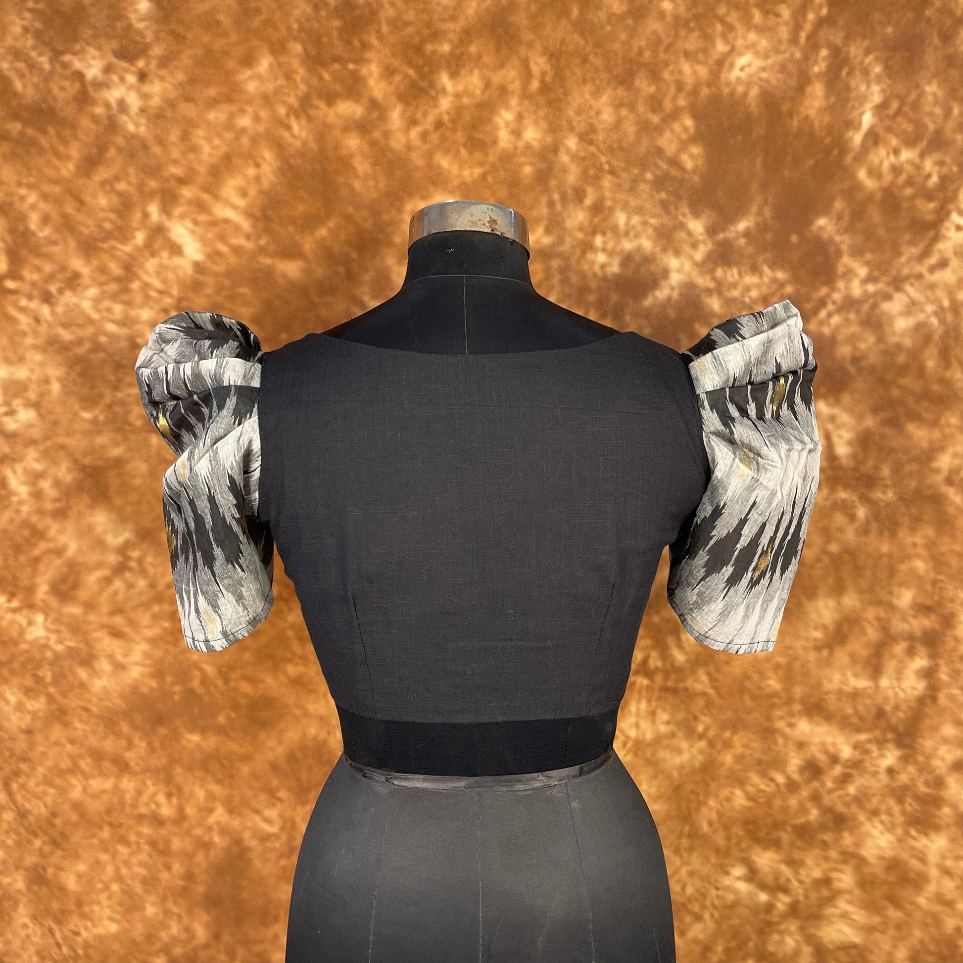Aurora Black Black Coloured Cotton / Chanderi Ready to Wear Blouse - kapda Tailor 