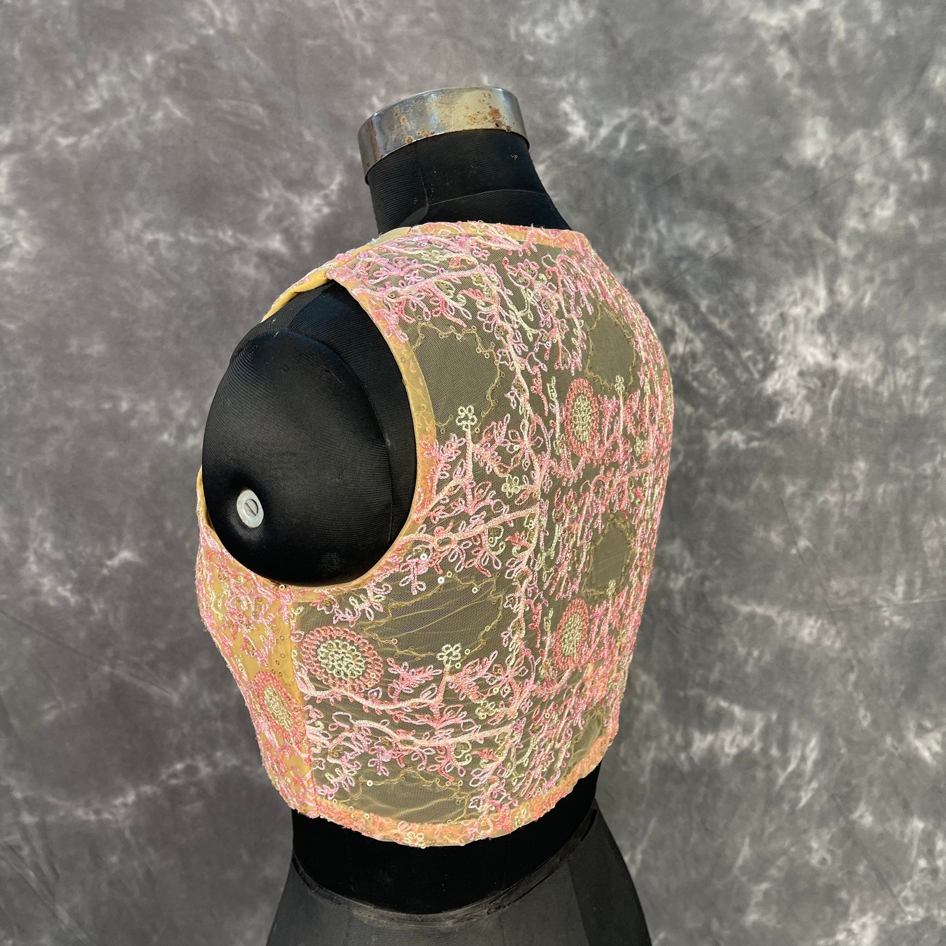 Parchment Pink Pink Coloured Net With Embroidrey Ready to Wear Blouse - kapda Tailor 