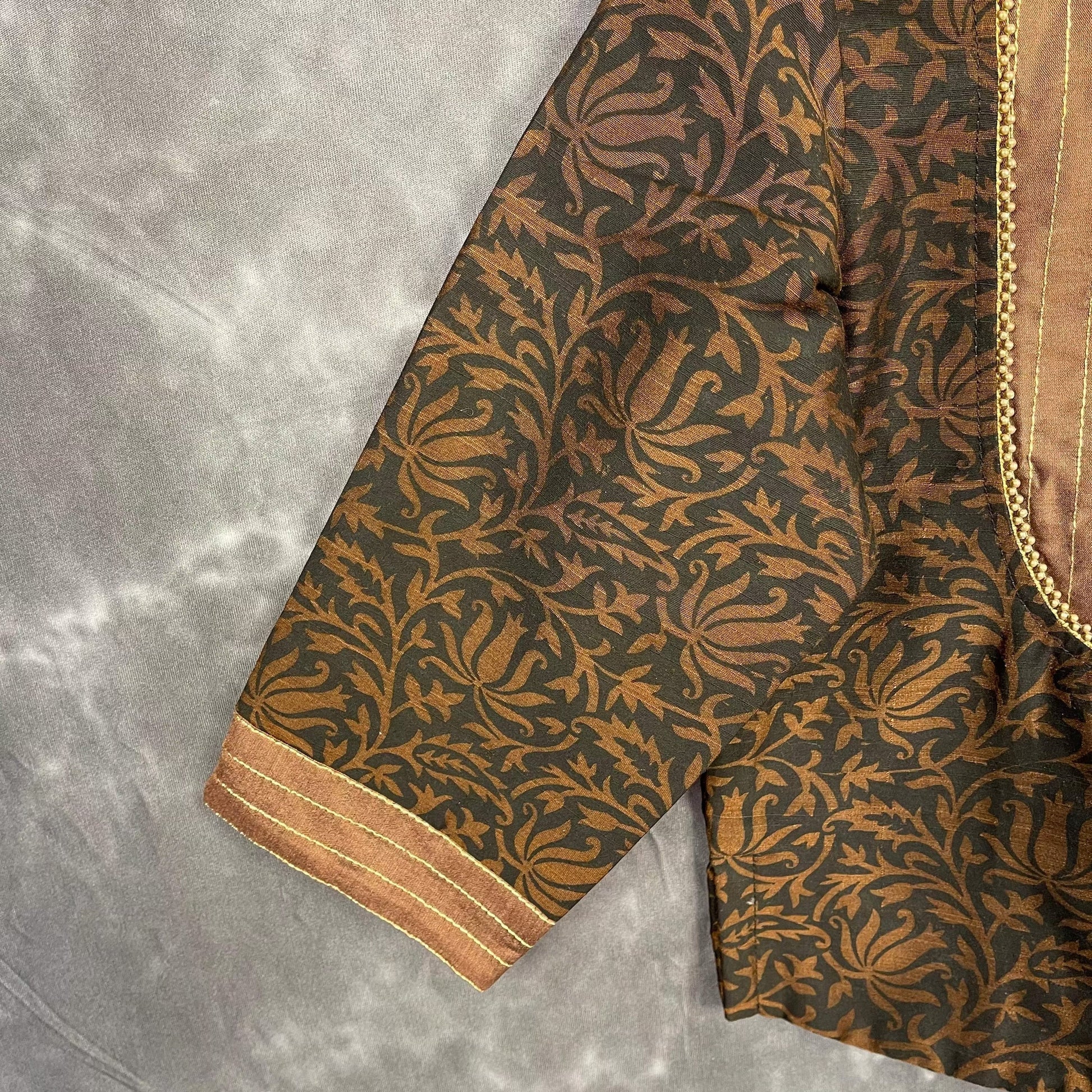 Wood Wish Brown Coloured Cotton Silk Ready to Wear Blouse - kapda Tailor 