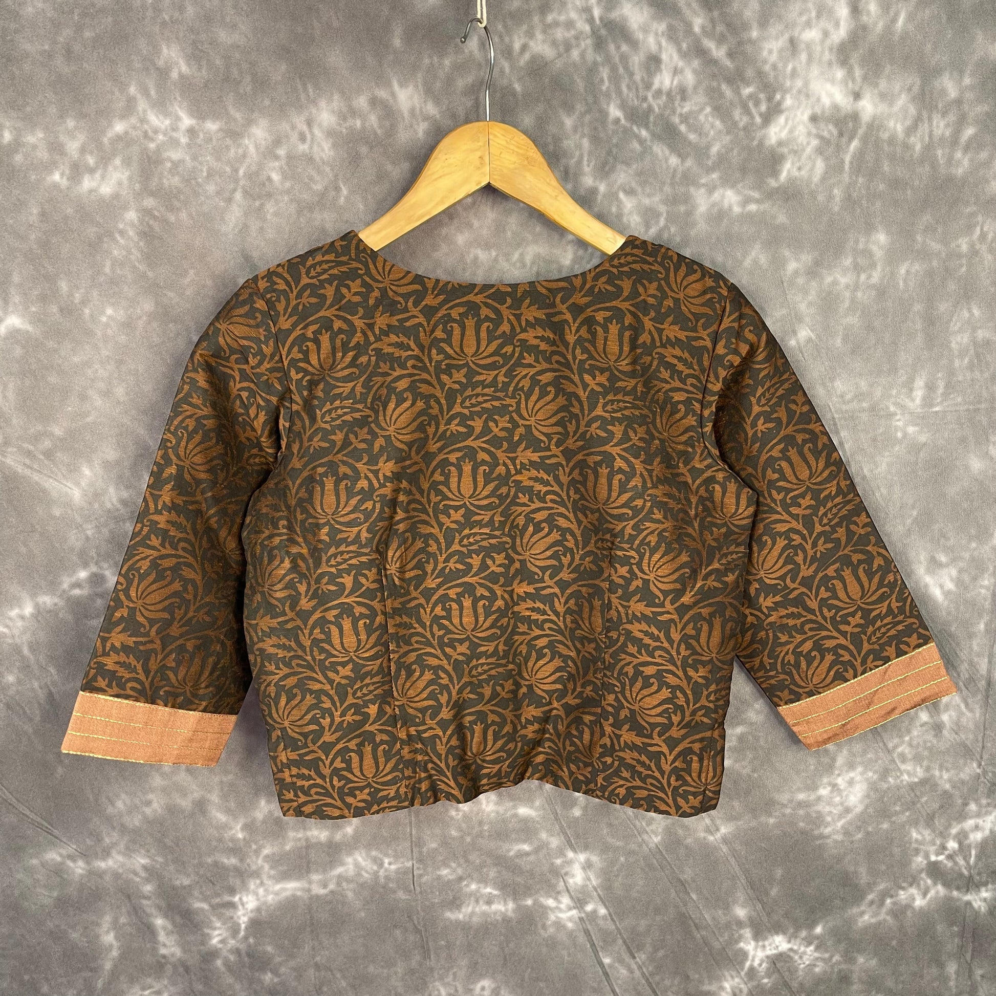 Wood Wish Brown Coloured Cotton Silk Ready to Wear Blouse - kapda Tailor 