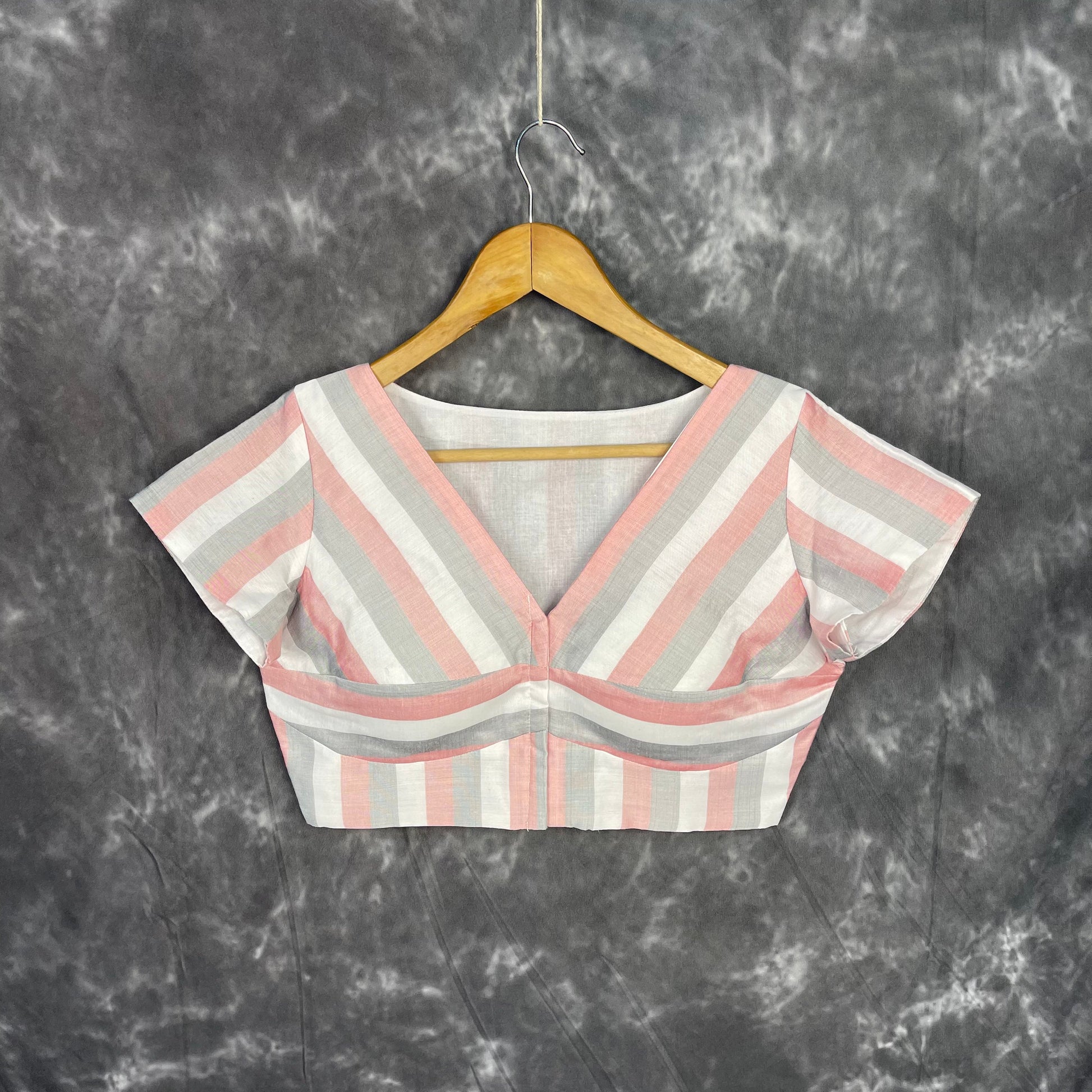 Funky Fusion Multis Strip Color Coloured Chanderi Cotton Ready to Wear Blouse - kapda Tailor 