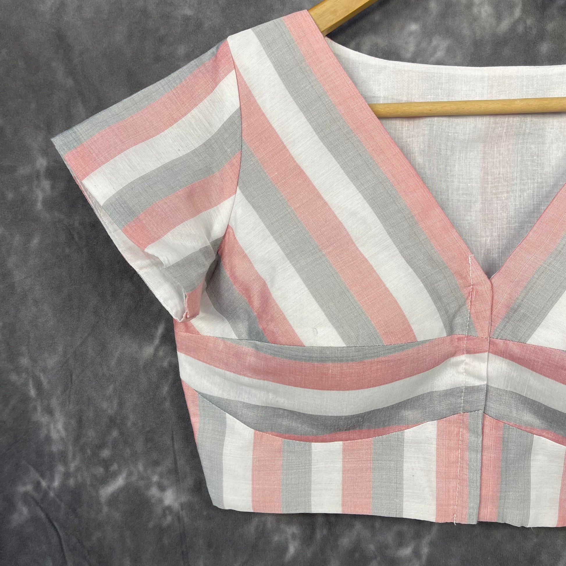 Funky Fusion Multis Strip Color Coloured Chanderi Cotton Ready to Wear Blouse - kapda Tailor 