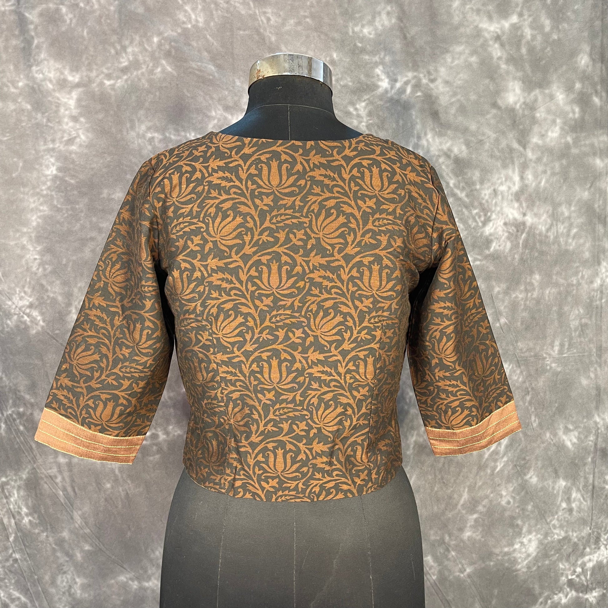 Wood Wish Brown Coloured Cotton Silk Ready to Wear Blouse - kapda Tailor 
