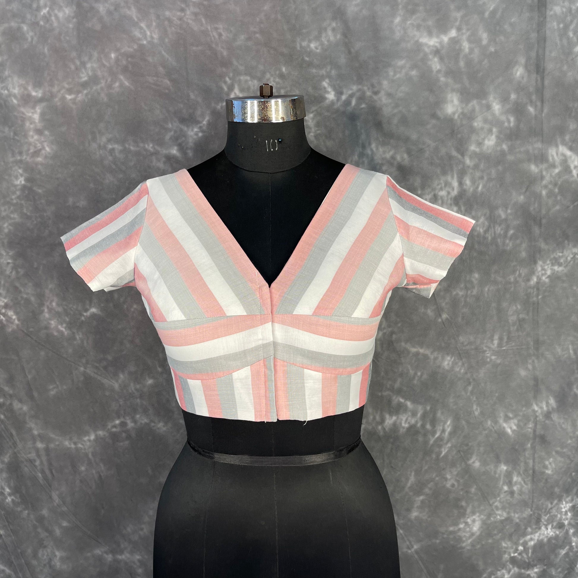 Funky Fusion Multis Strip Color Coloured Chanderi Cotton Ready to Wear Blouse - kapda Tailor 