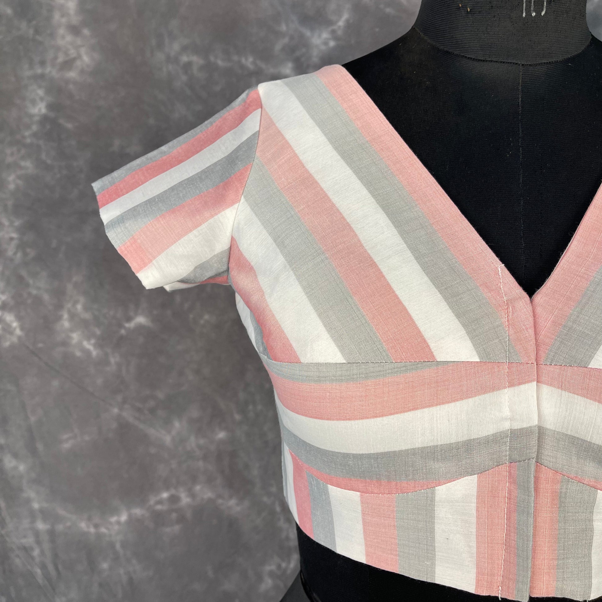 Funky Fusion Multis Strip Color Coloured Chanderi Cotton Ready to Wear Blouse - kapda Tailor 