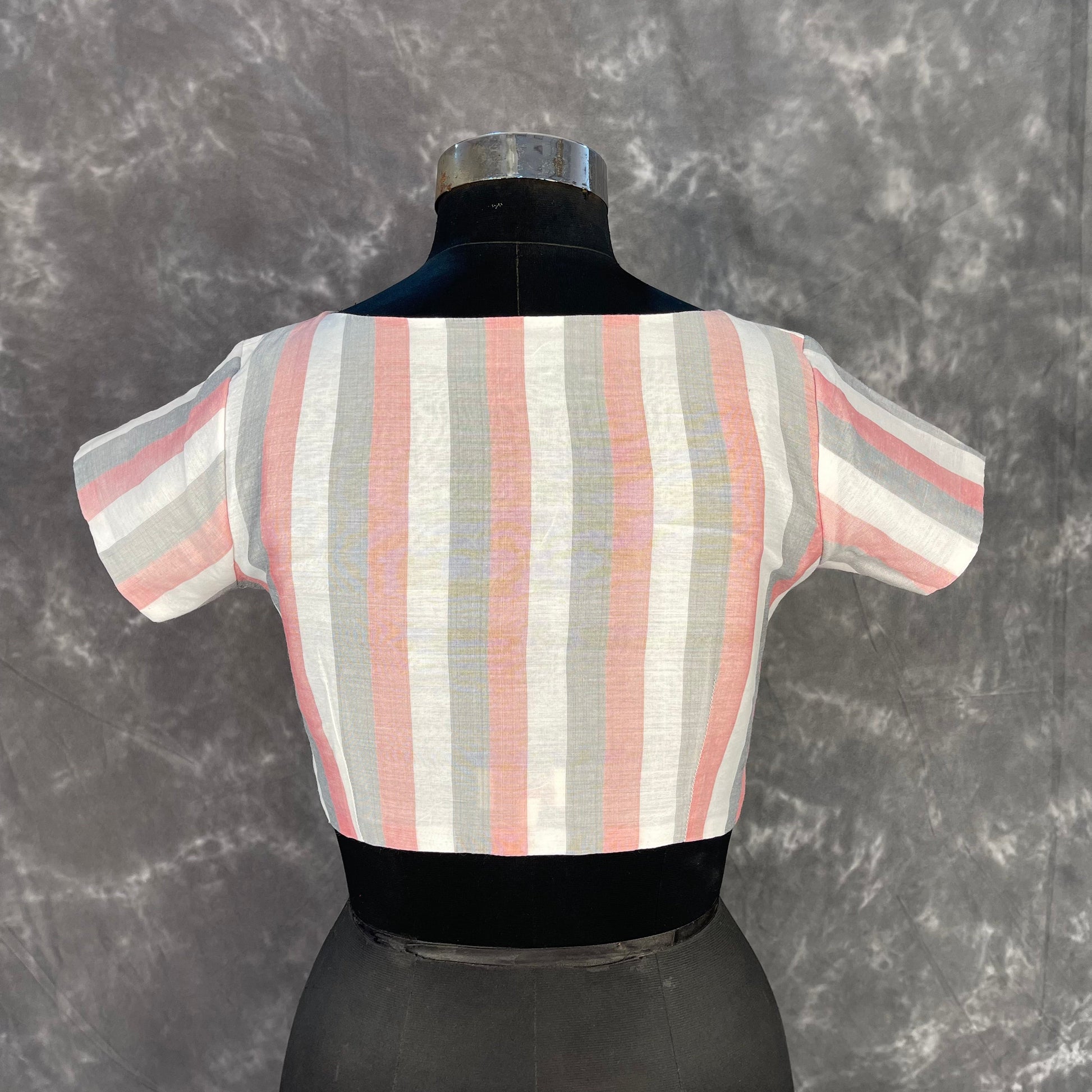 Funky Fusion Multis Strip Color Coloured Chanderi Cotton Ready to Wear Blouse - kapda Tailor 