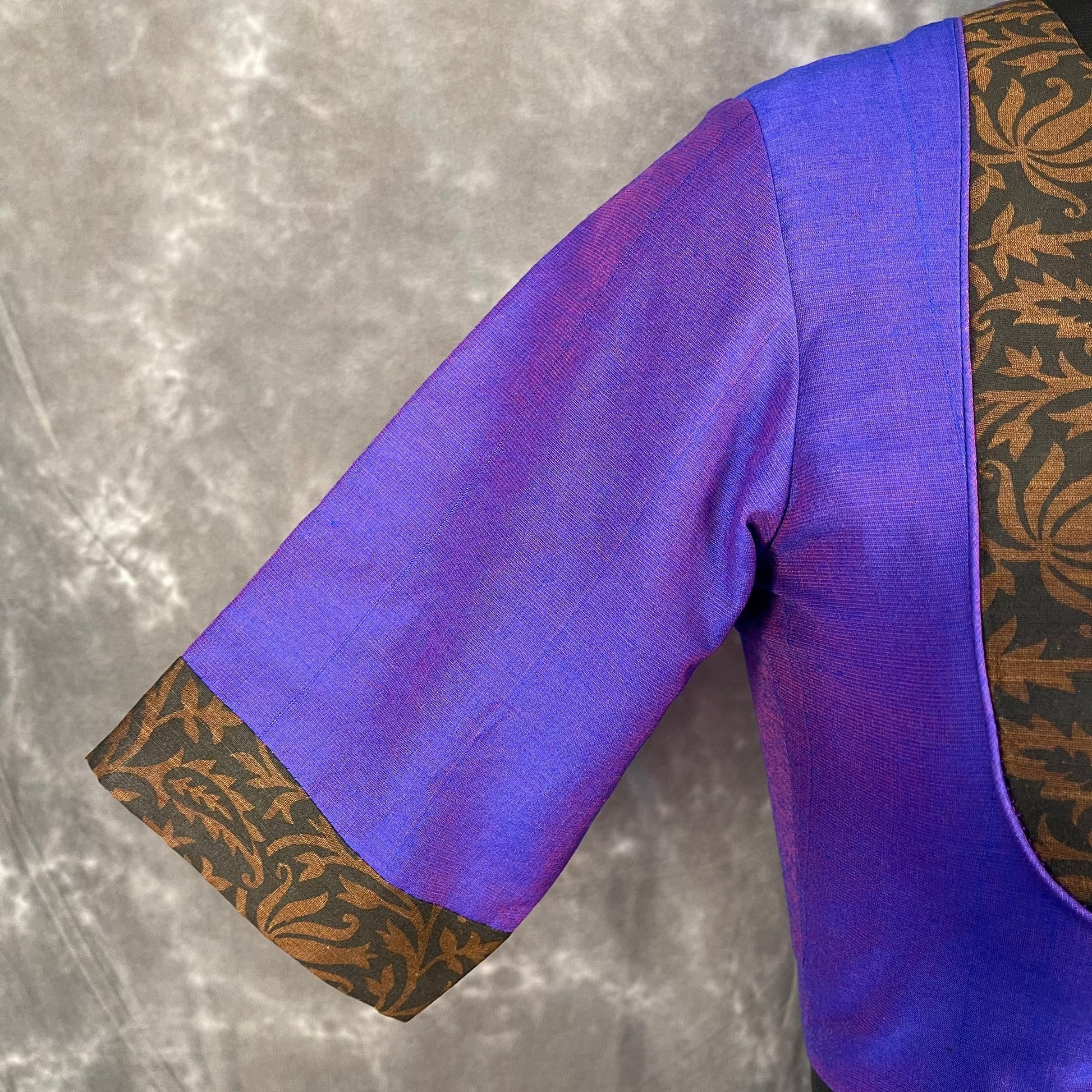 Greeky Blush Purple / Brown Coloured Cotto Silk/Cotton Silk Printed Ready to Wear Blouse - kapda Tailor 