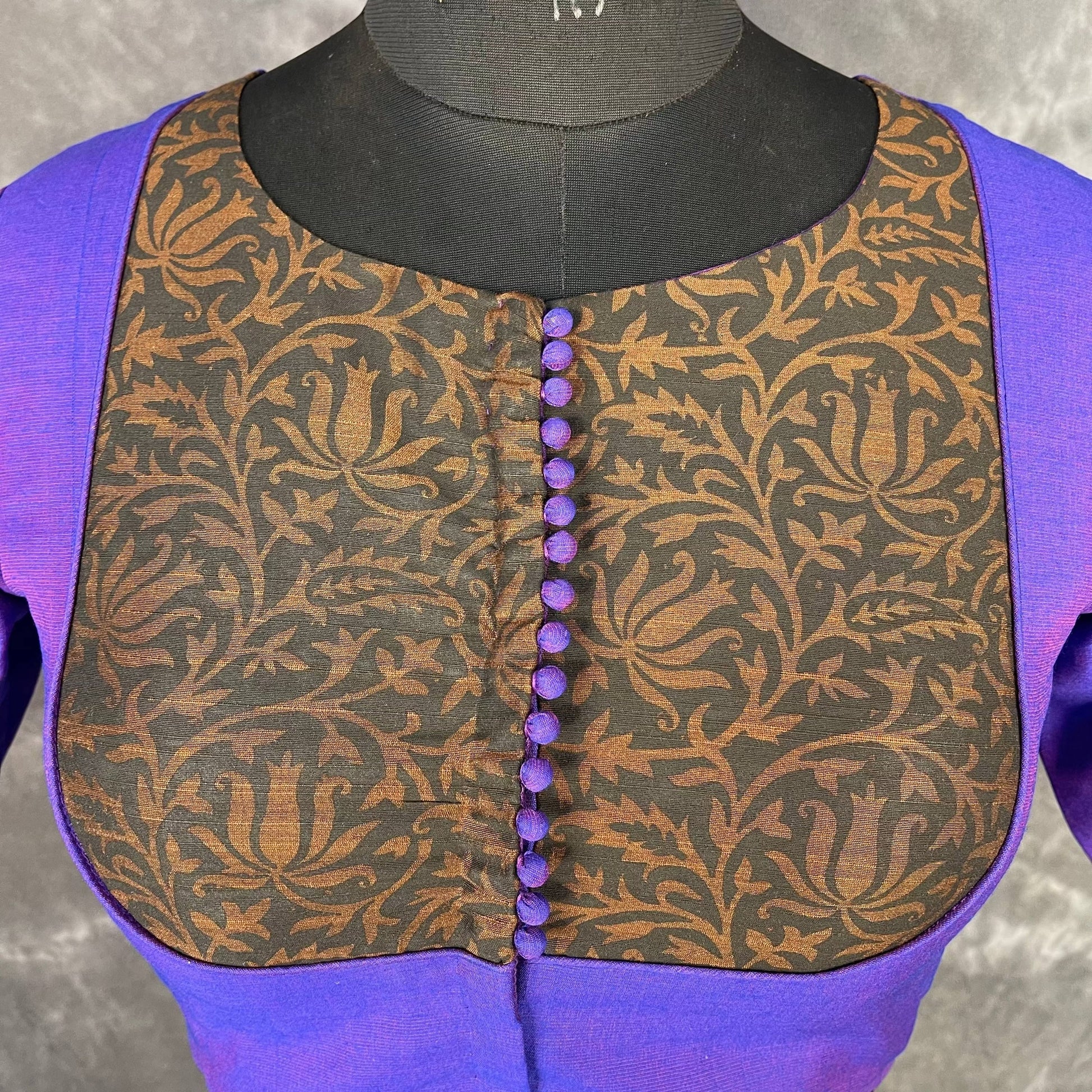 Greeky Blush Purple / Brown Coloured Cotto Silk/Cotton Silk Printed Ready to Wear Blouse - kapda Tailor 