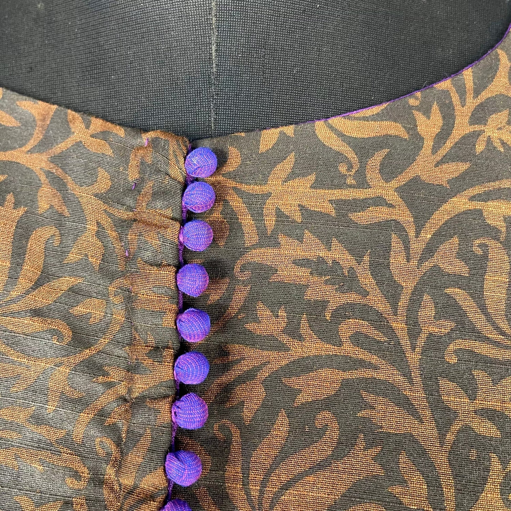Greeky Blush Purple / Brown Coloured Cotto Silk/Cotton Silk Printed Ready to Wear Blouse - kapda Tailor 