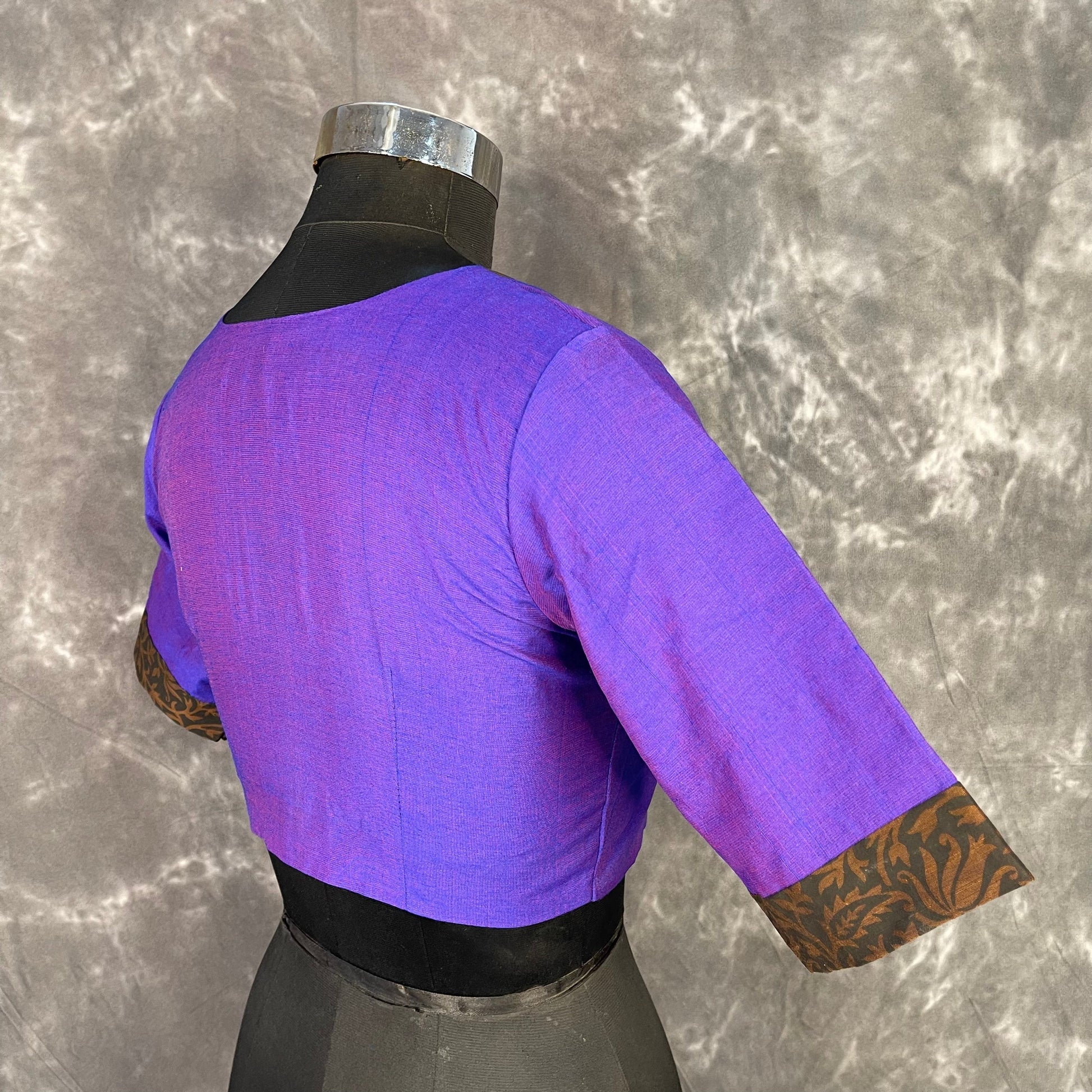 Greeky Blush Purple / Brown Coloured Cotto Silk/Cotton Silk Printed Ready to Wear Blouse - kapda Tailor 