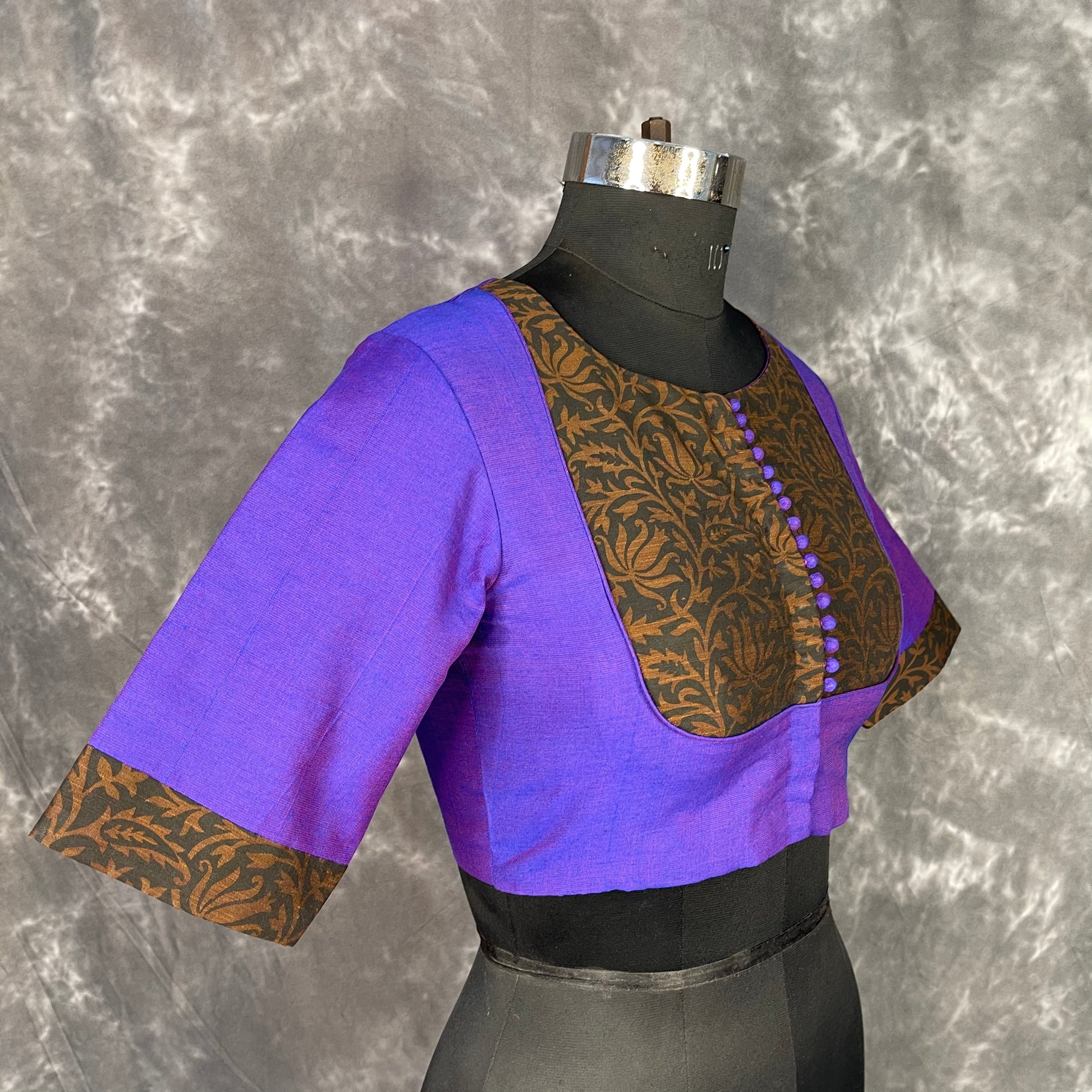 Greeky Blush Purple / Brown Coloured Cotto Silk/Cotton Silk Printed Ready to Wear Blouse - kapda Tailor 