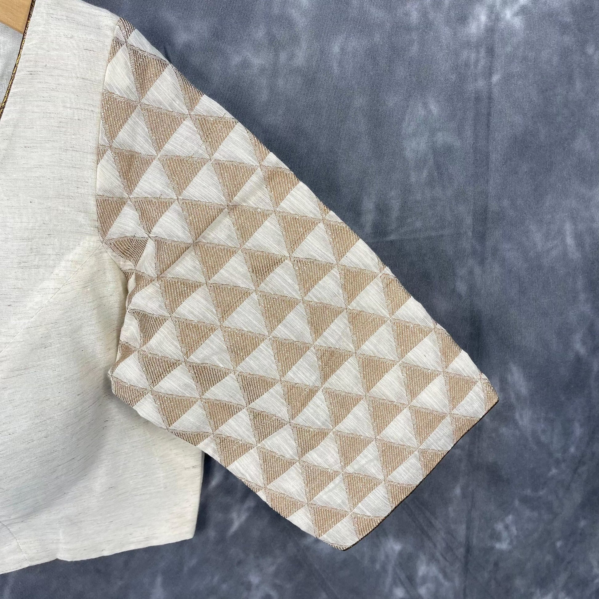 Barf Ki Saugat Cream Coloured Chanderi Cotton & Chanderi Broket Ready to Wear Blouse - kapda Tailor 