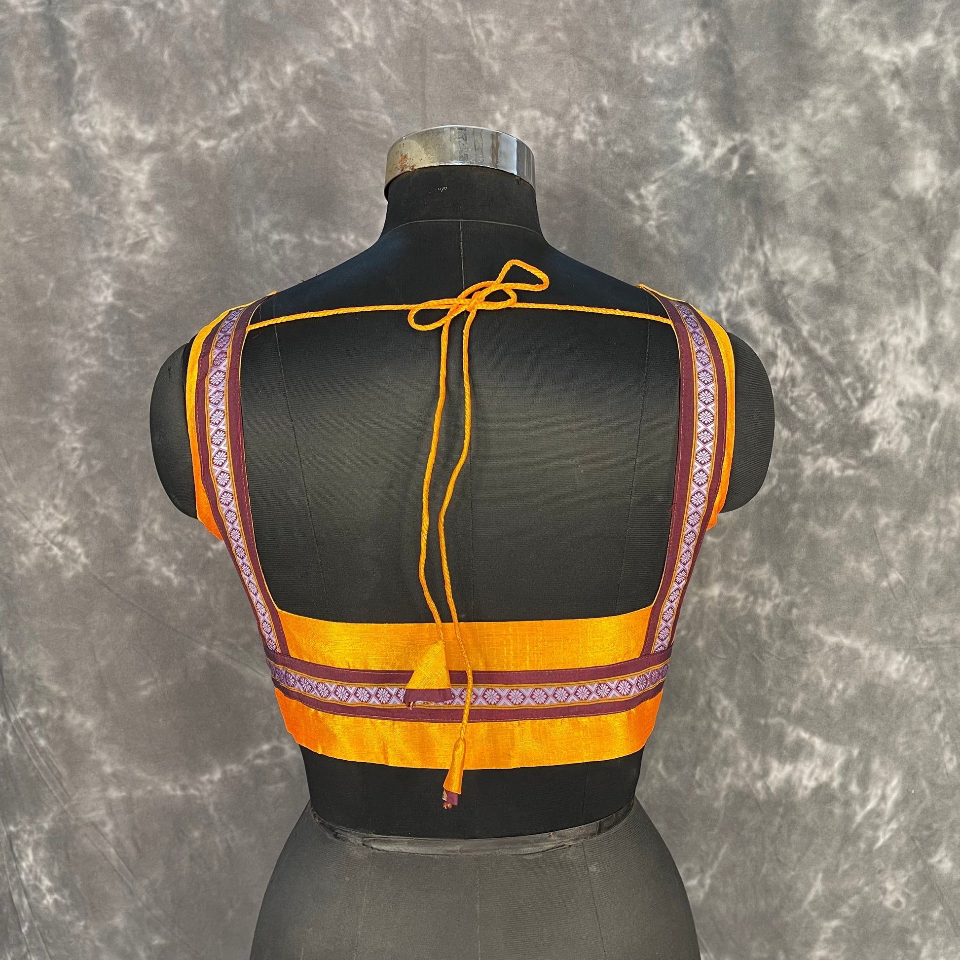 Mangalore Madness Orange Coloured Mangalore Isik/Khan Border Ready to Wear Blouse - kapda Tailor 