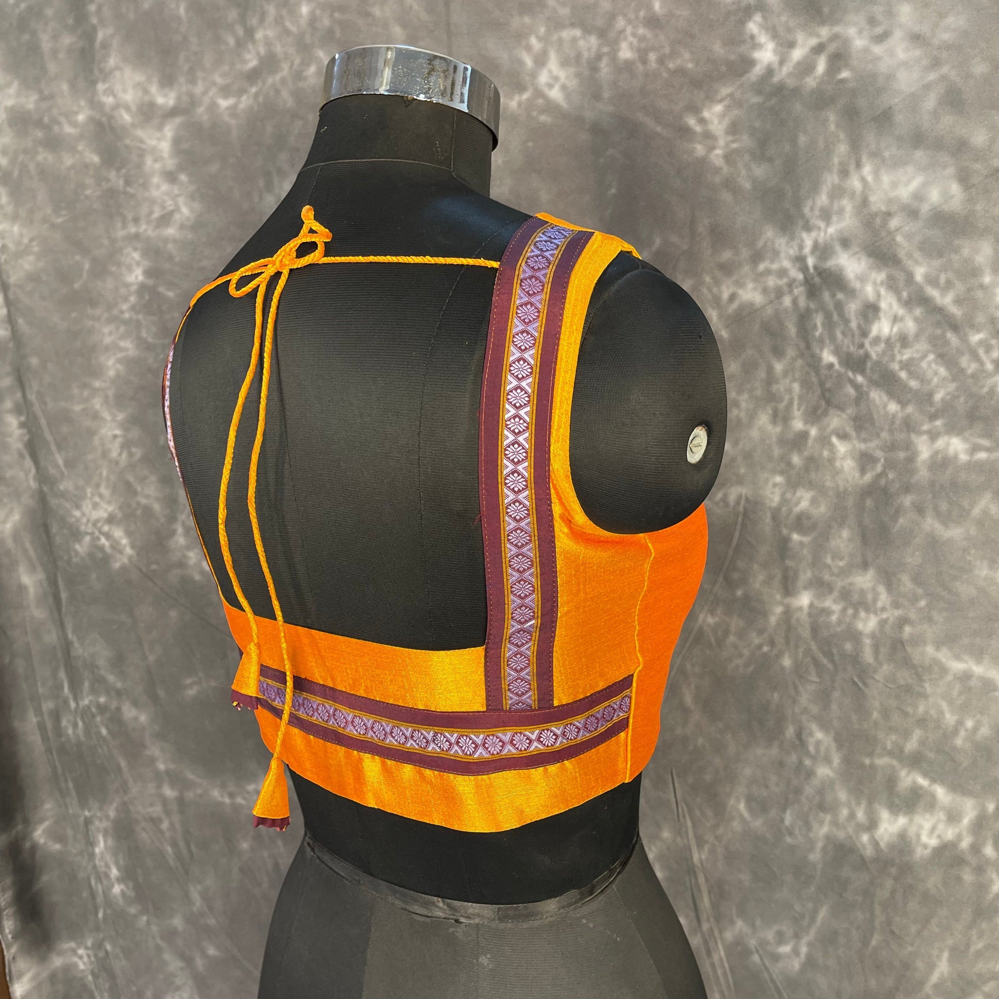 Mangalore Madness Orange Coloured Mangalore Isik/Khan Border Ready to Wear Blouse - kapda Tailor 