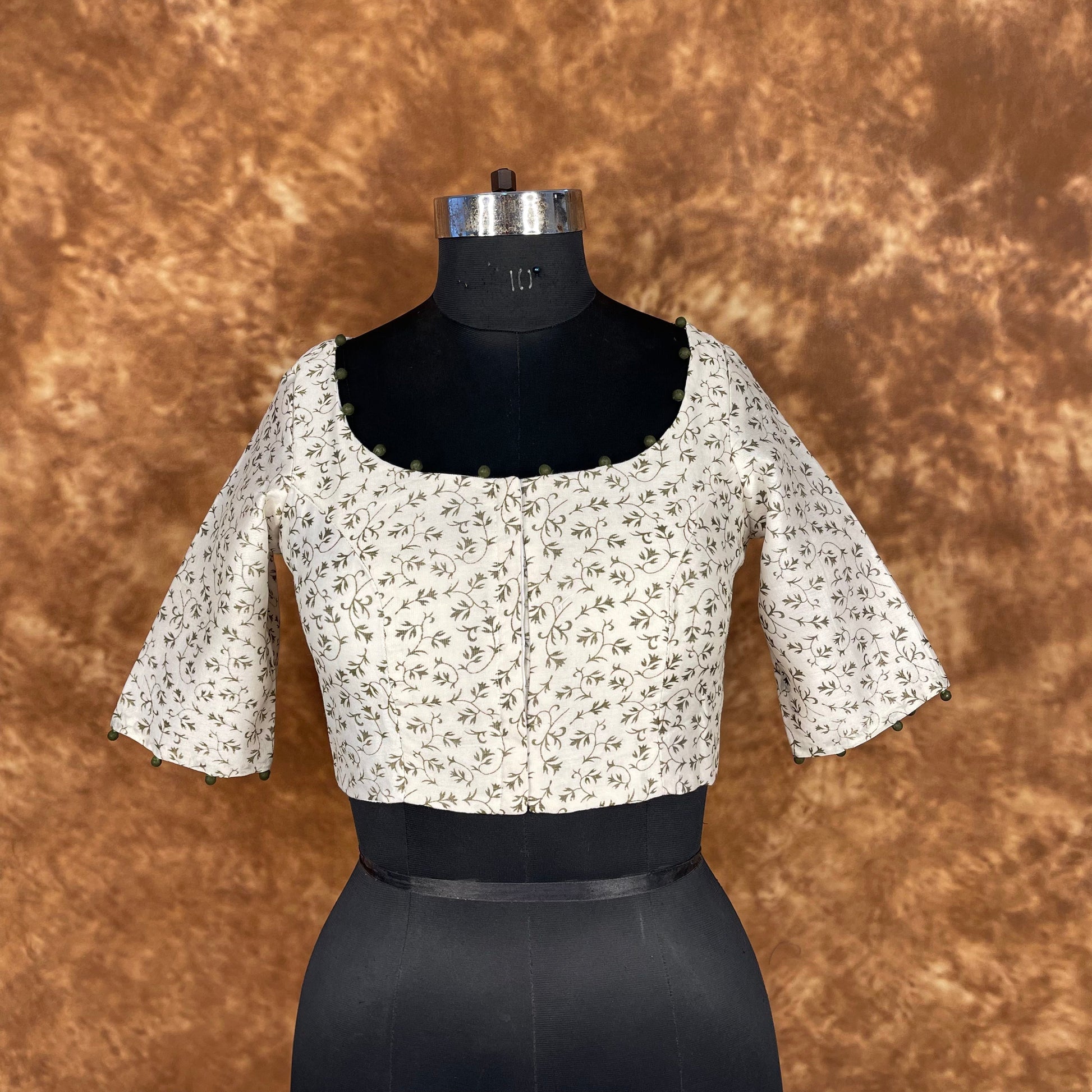 Scenic Holocaust Off White Coloured Chanderi Cotton Printed Ready to Wear Blouse - kapda Tailor 