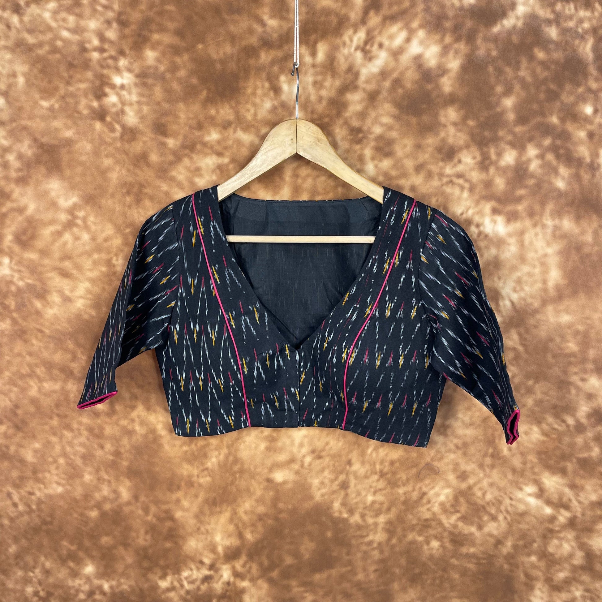 Ikat Riwayaat Black Coloured Ikat Cotton Ready to Wear Blouse - kapda Tailor 