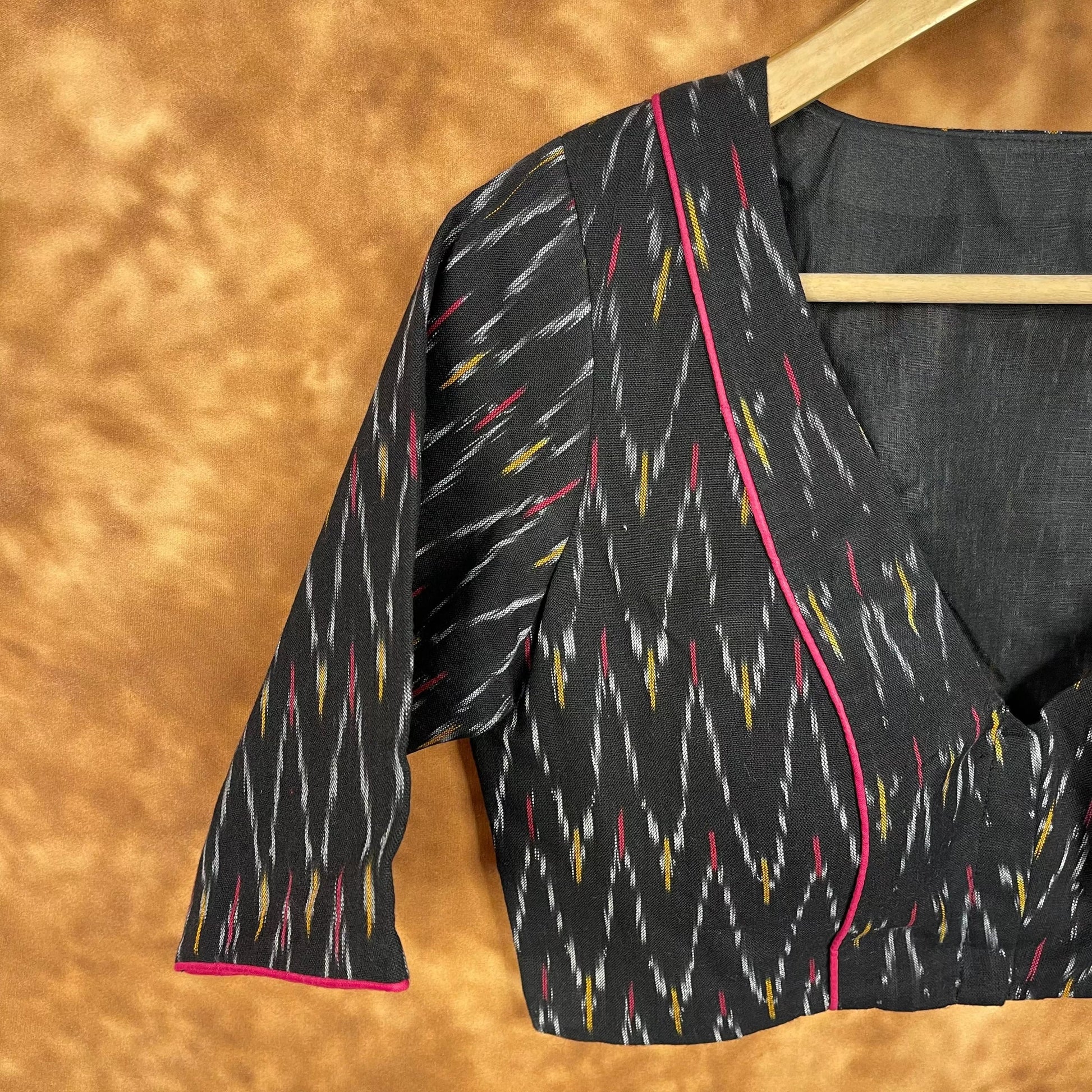 Ikat Riwayaat Black Coloured Ikat Cotton Ready to Wear Blouse - kapda Tailor 