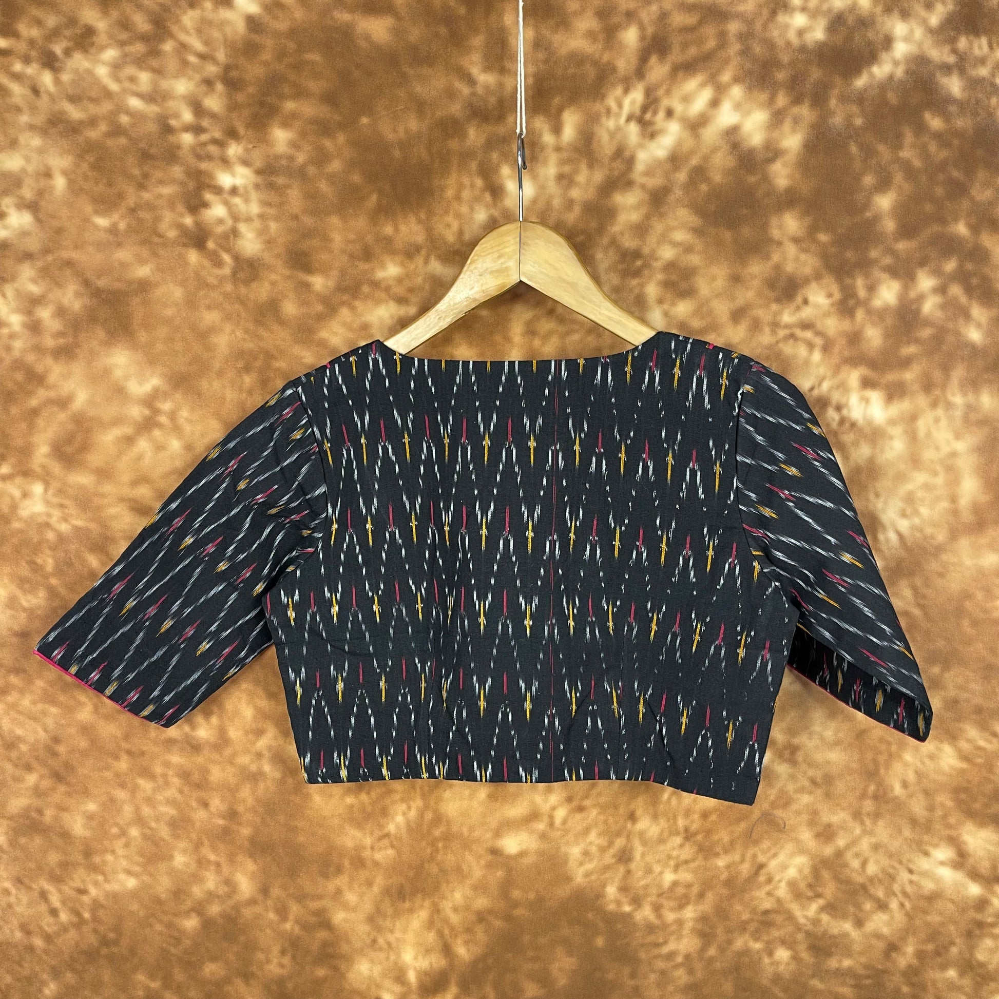 Ikat Riwayaat Black Coloured Ikat Cotton Ready to Wear Blouse - kapda Tailor 