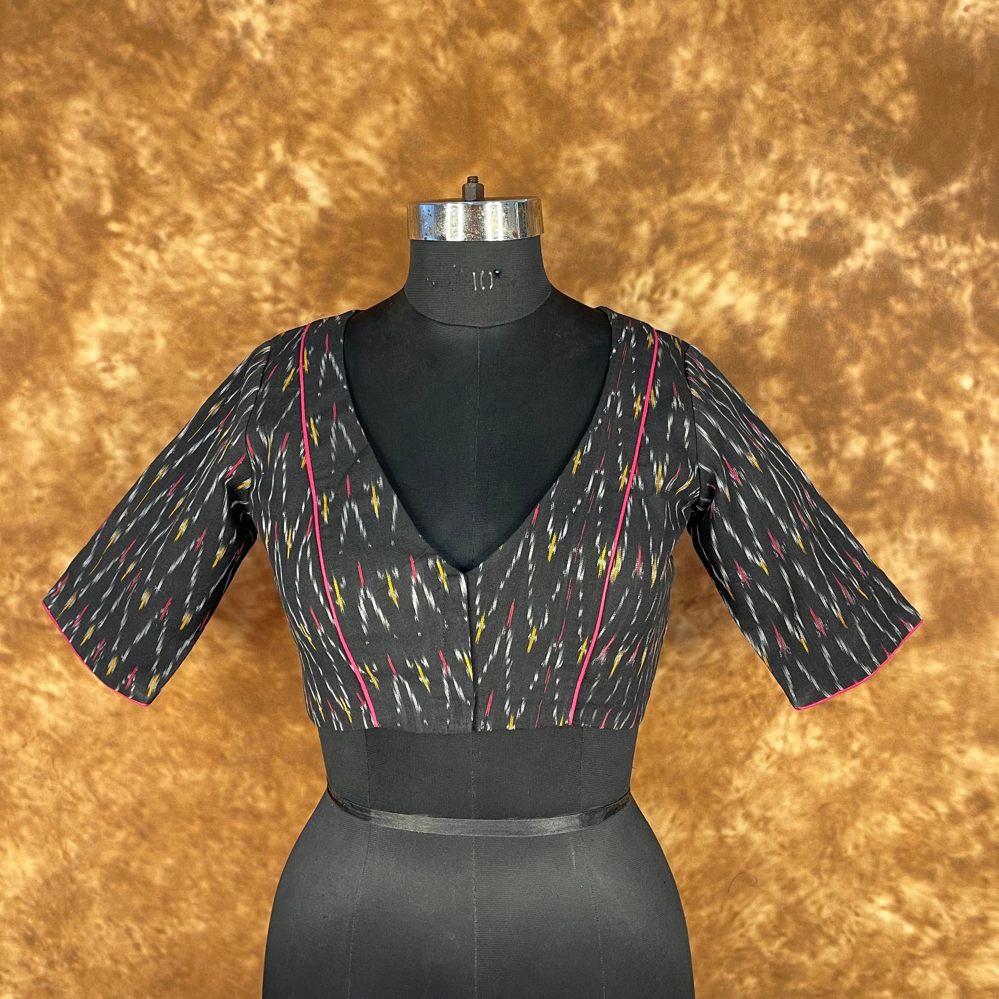 Ikat Riwayaat Black Coloured Ikat Cotton Ready to Wear Blouse - kapda Tailor 
