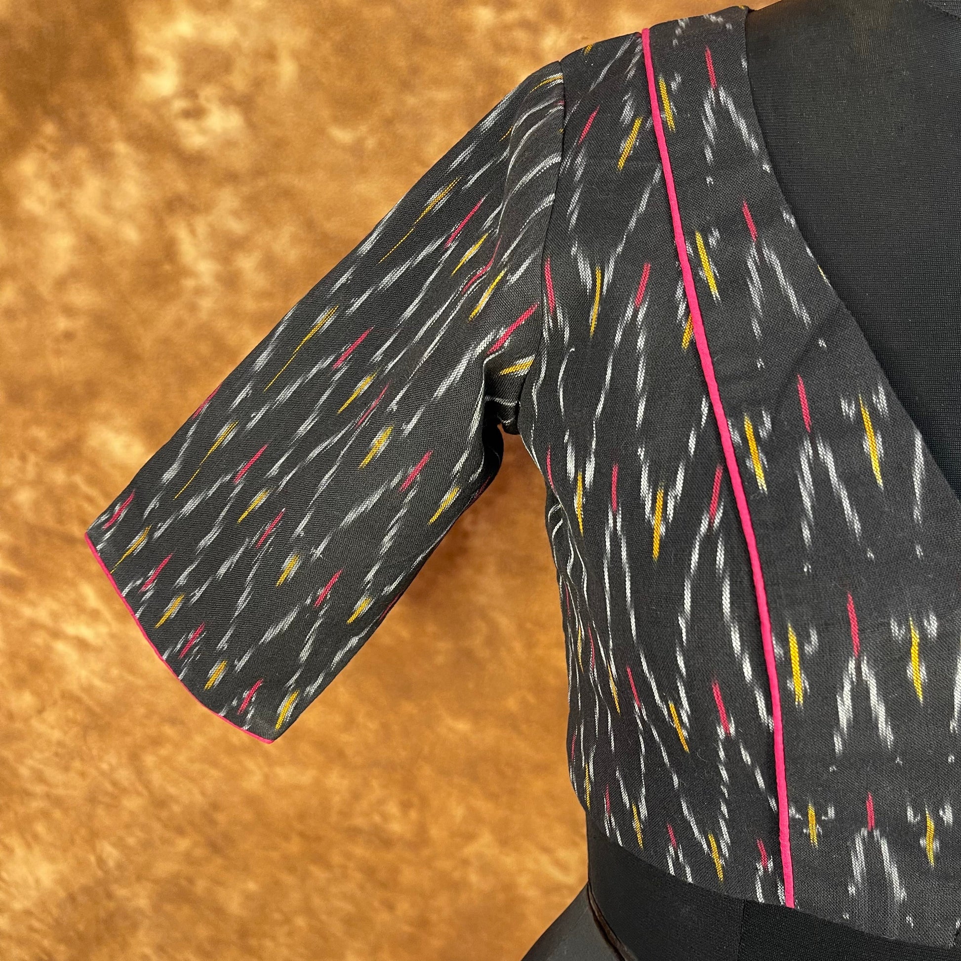 Ikat Riwayaat Black Coloured Ikat Cotton Ready to Wear Blouse - kapda Tailor 
