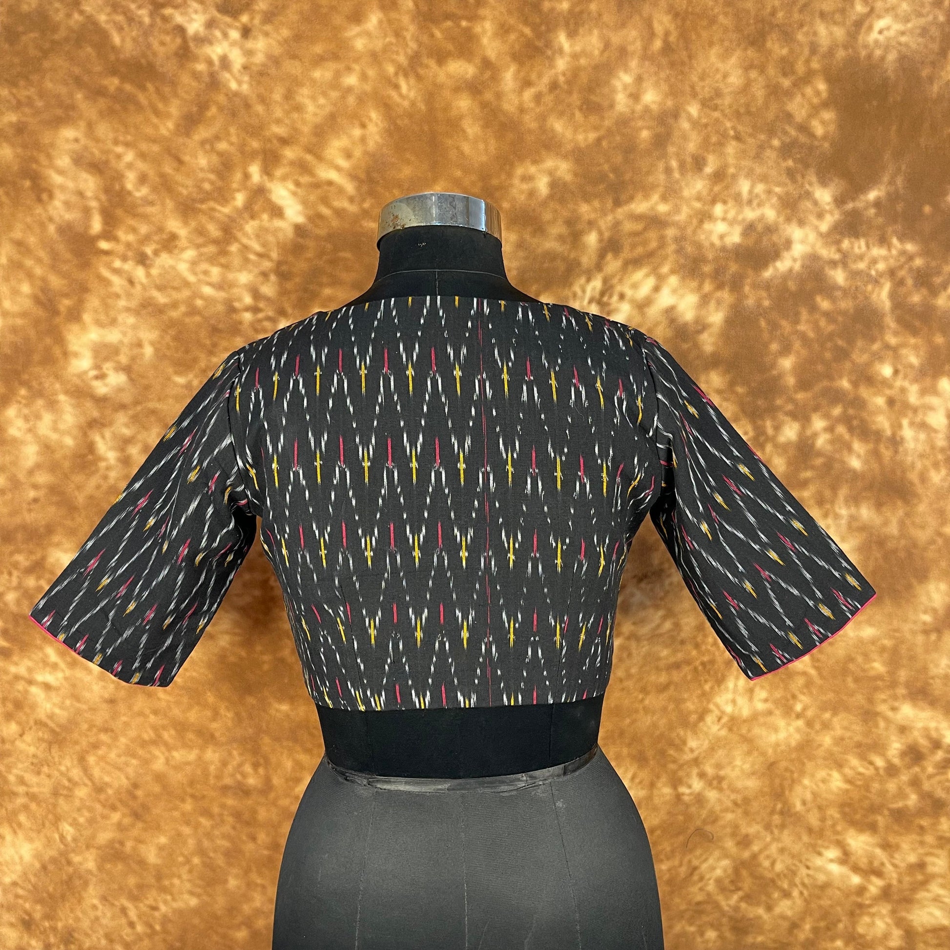 Ikat Riwayaat Black Coloured Ikat Cotton Ready to Wear Blouse - kapda Tailor 