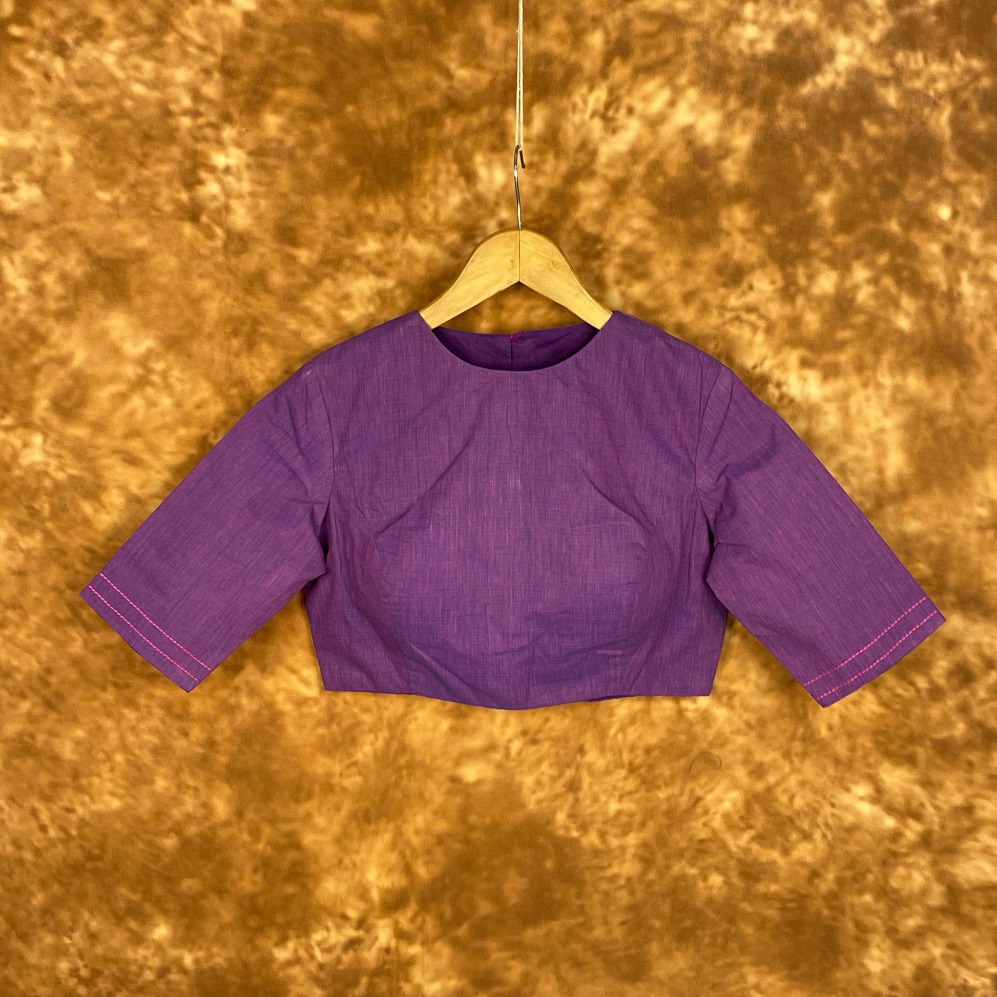 Nebula Fade Purple Coloured Handloom Cotton Ready to Wear Blouse - kapda Tailor 