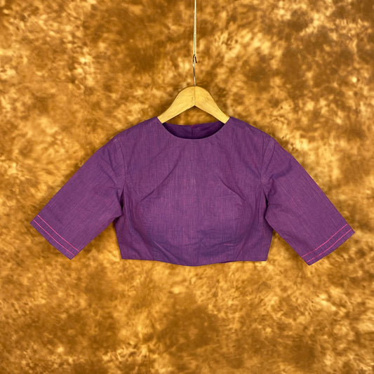 Nebula Fade Purple Coloured Handloom Cotton Ready to Wear Blouse - kapda Tailor 