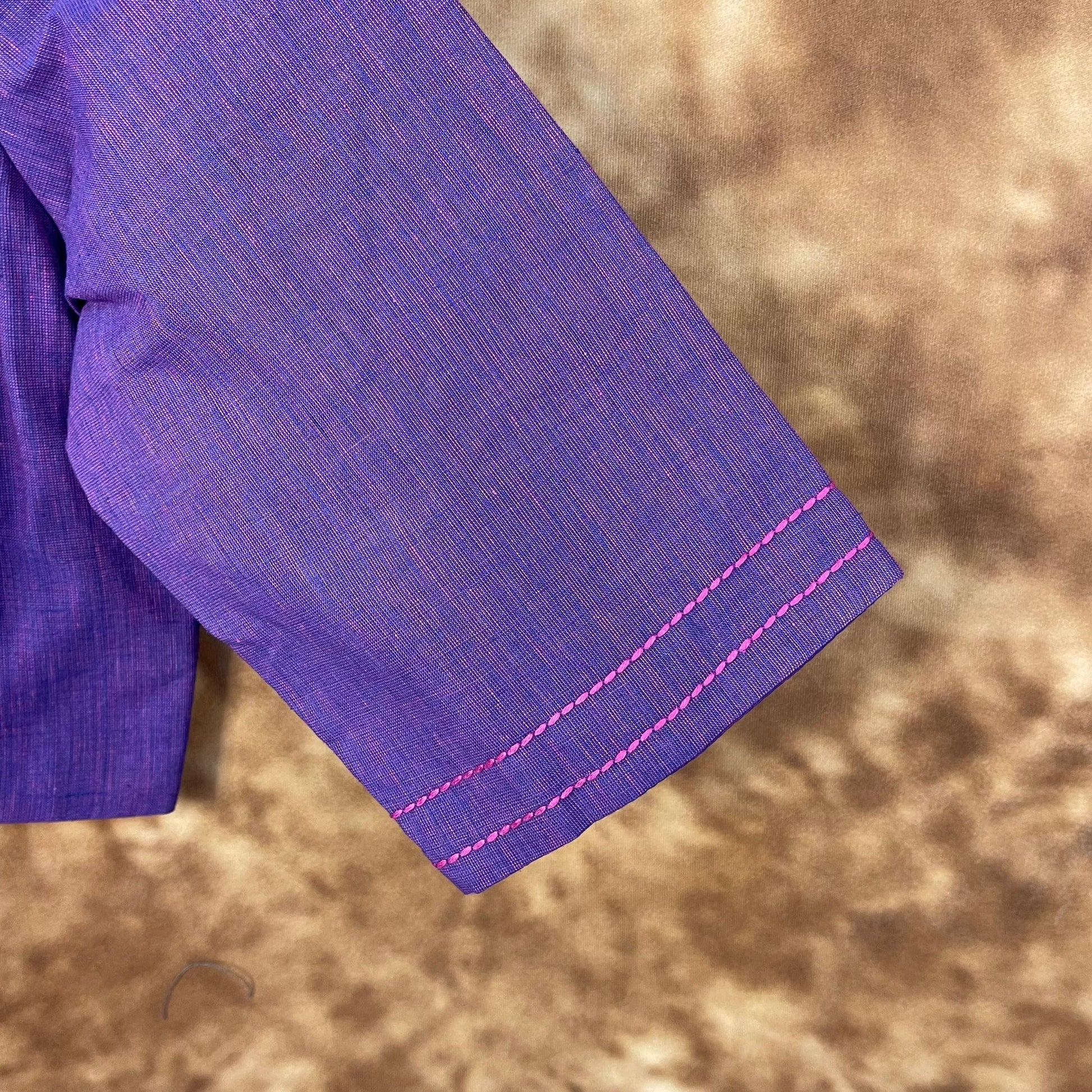 Nebula Fade Purple Coloured Handloom Cotton Ready to Wear Blouse - kapda Tailor 