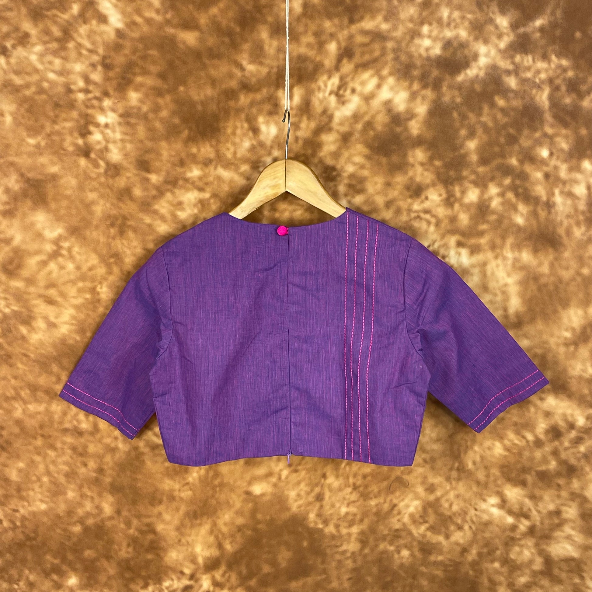 Nebula Fade Purple Coloured Handloom Cotton Ready to Wear Blouse - kapda Tailor 
